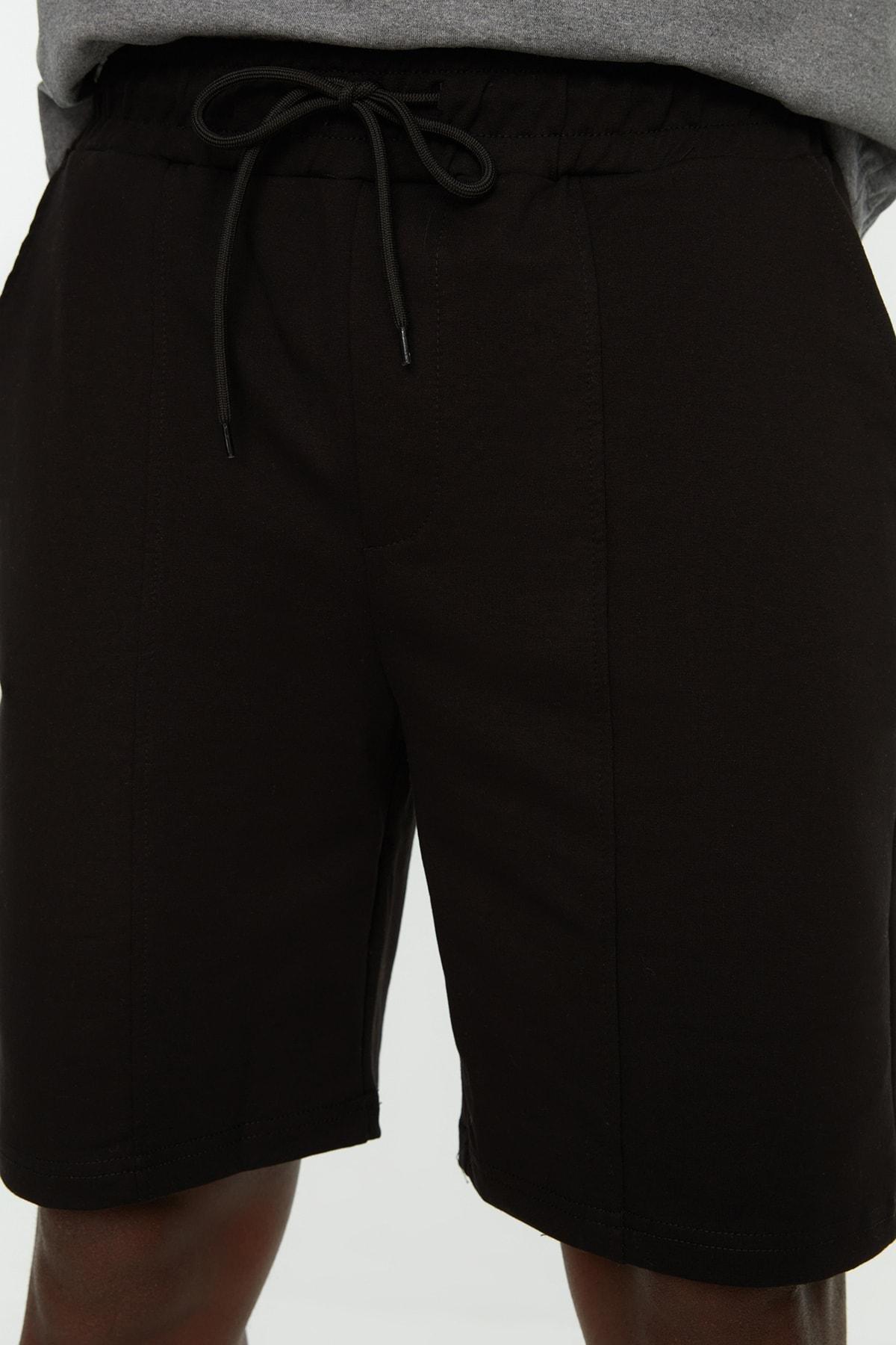 Black Mid Waist Midi Shorts, , large image number 3