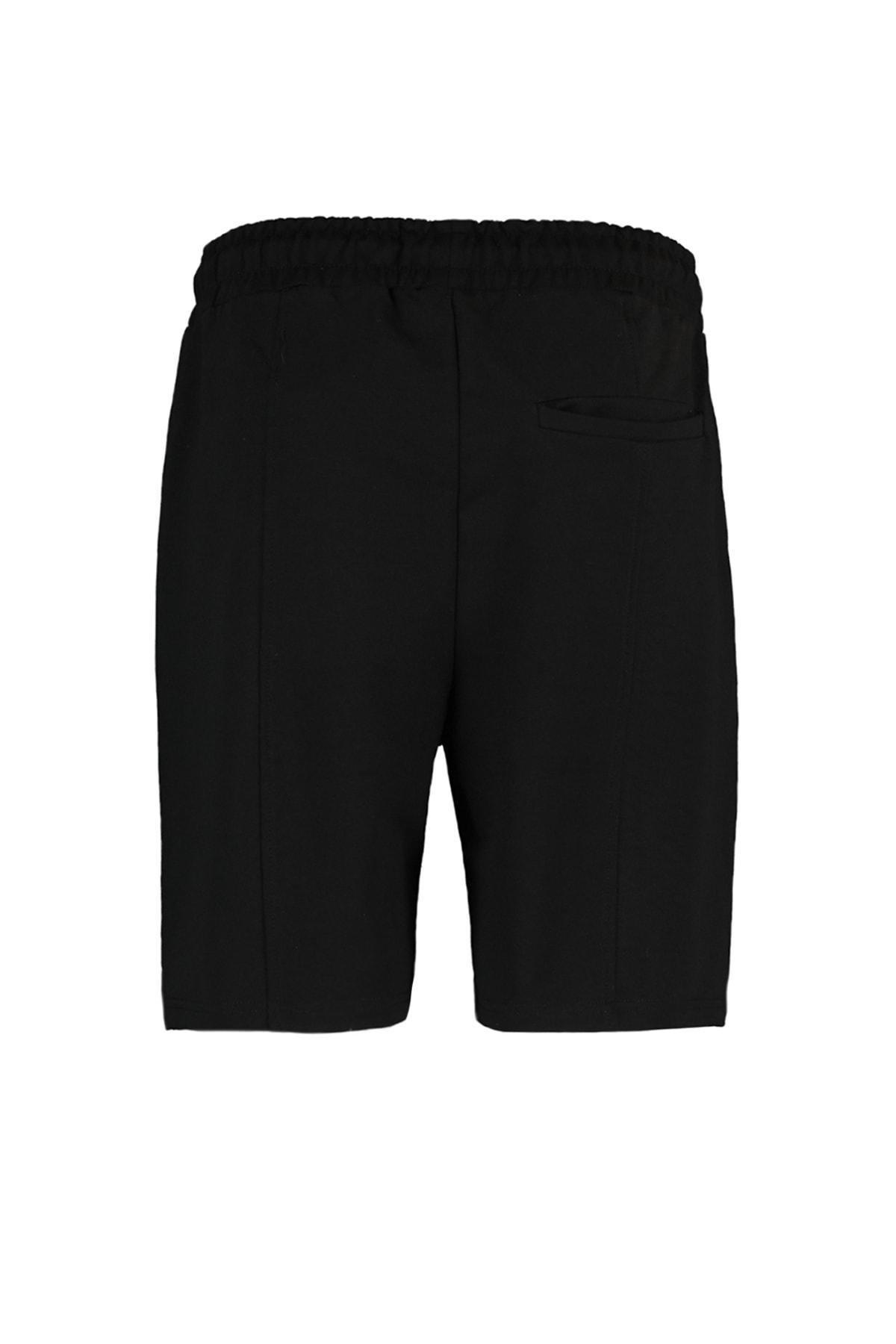 Black Mid Waist Midi Shorts, Black, large image number 6