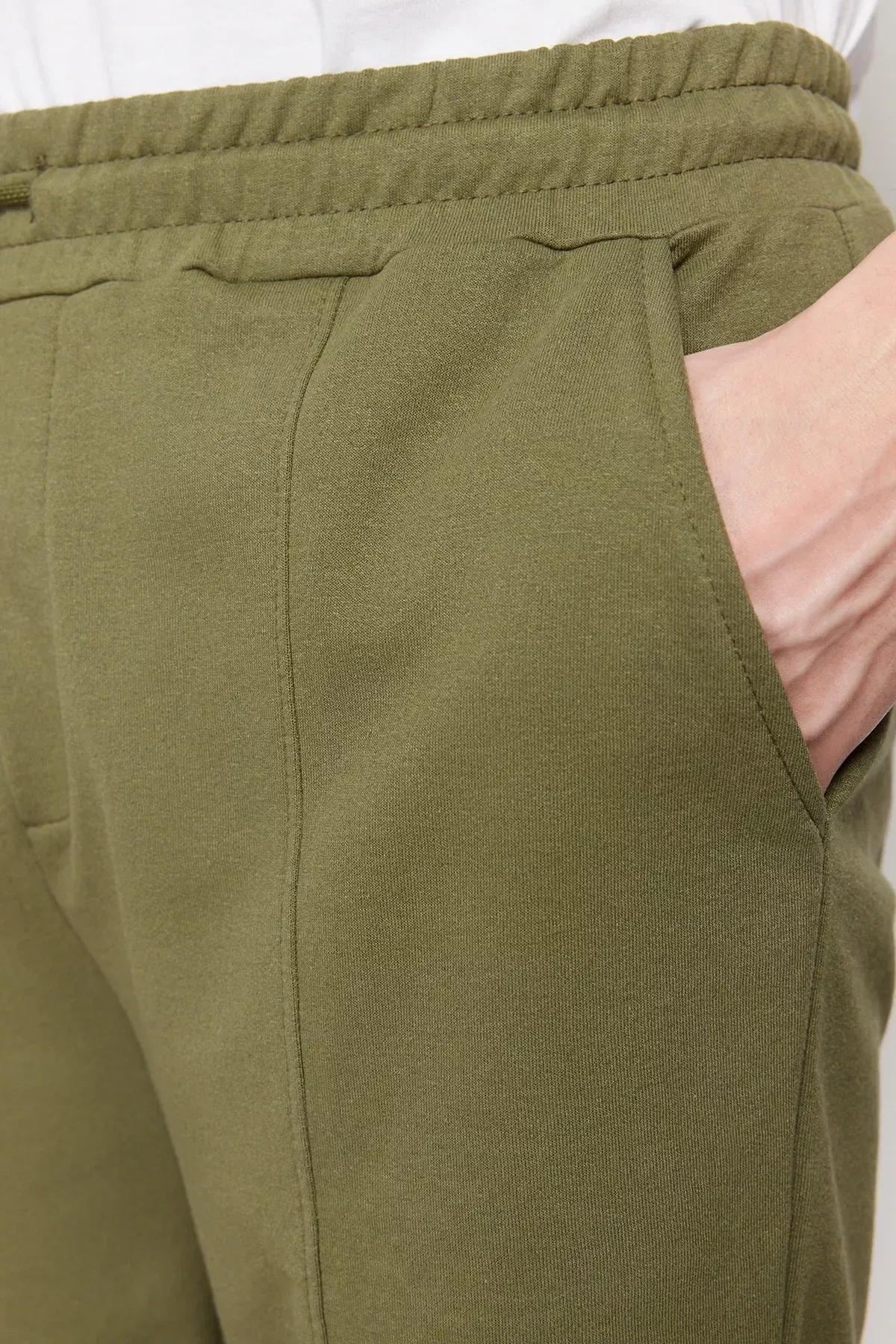 Khaki Mid Waist Shorts, , large image number 3