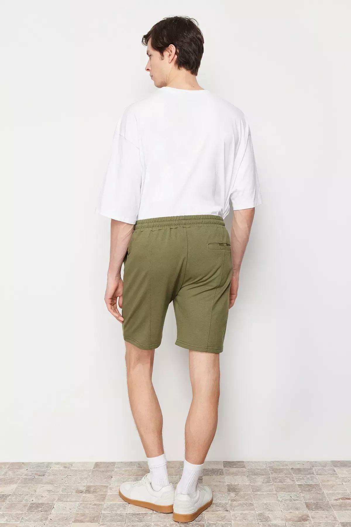 Khaki Mid Waist Shorts, , large image number 4