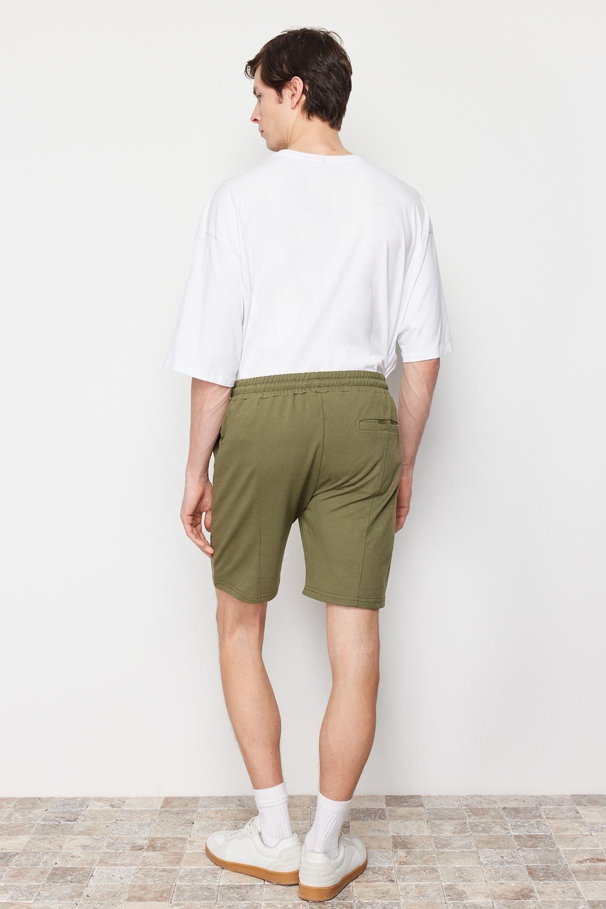 Khaki Mid Waist Shorts, , large image number 4