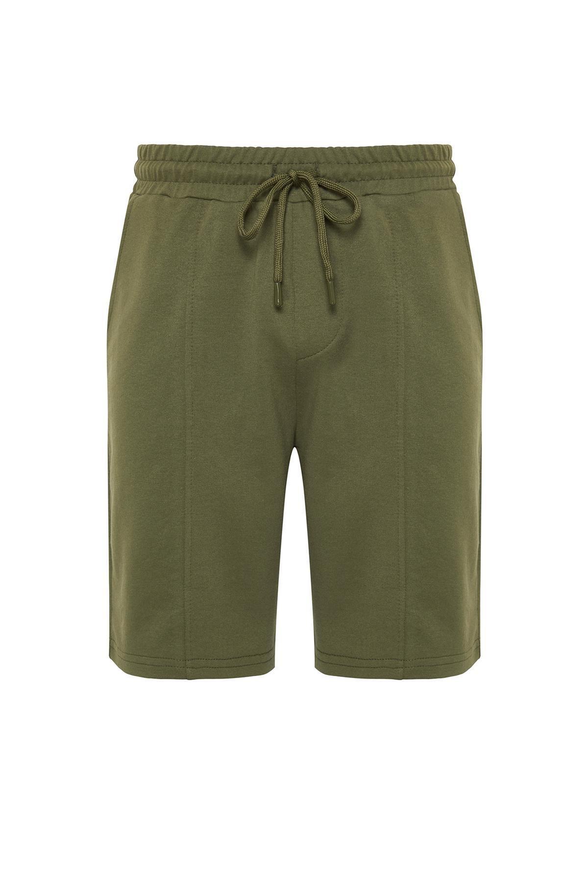 Khaki Mid Waist Shorts, , large image number 5