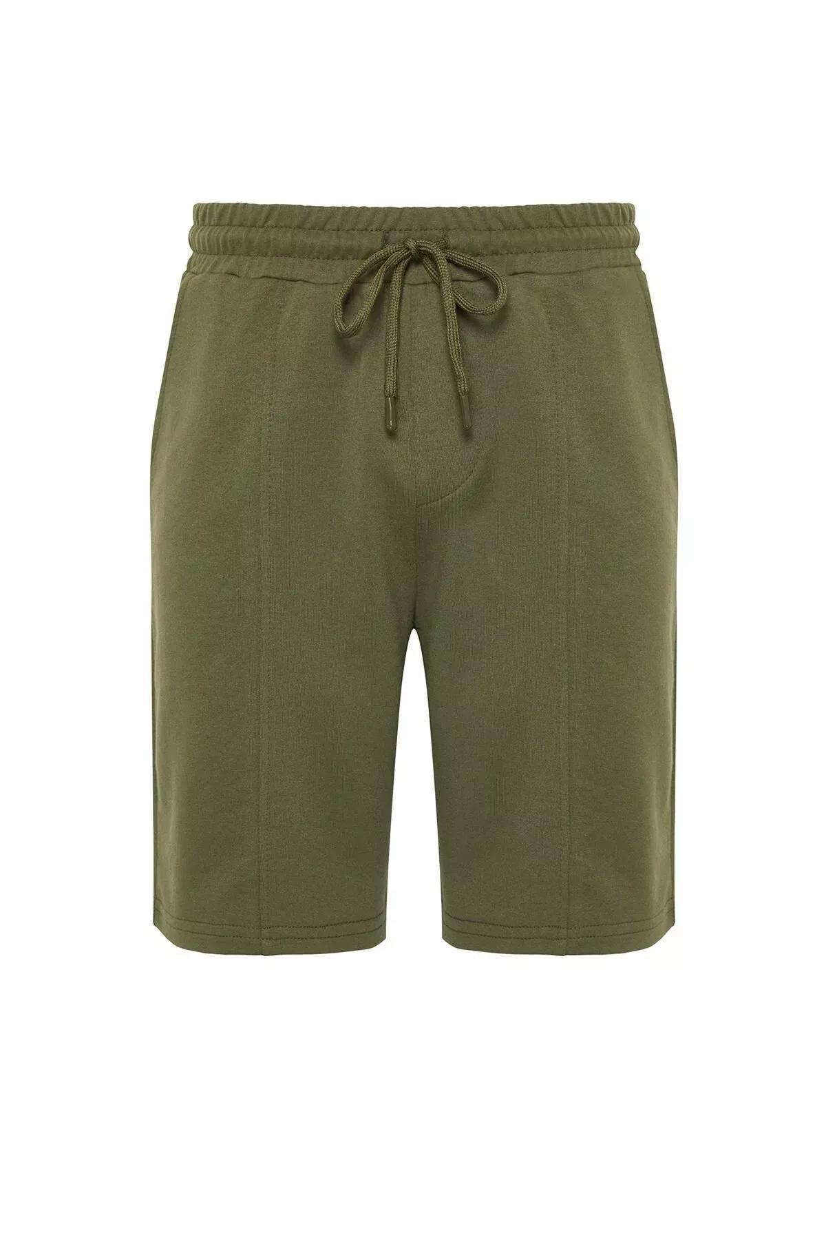 Khaki Mid Waist Shorts, , large image number 6