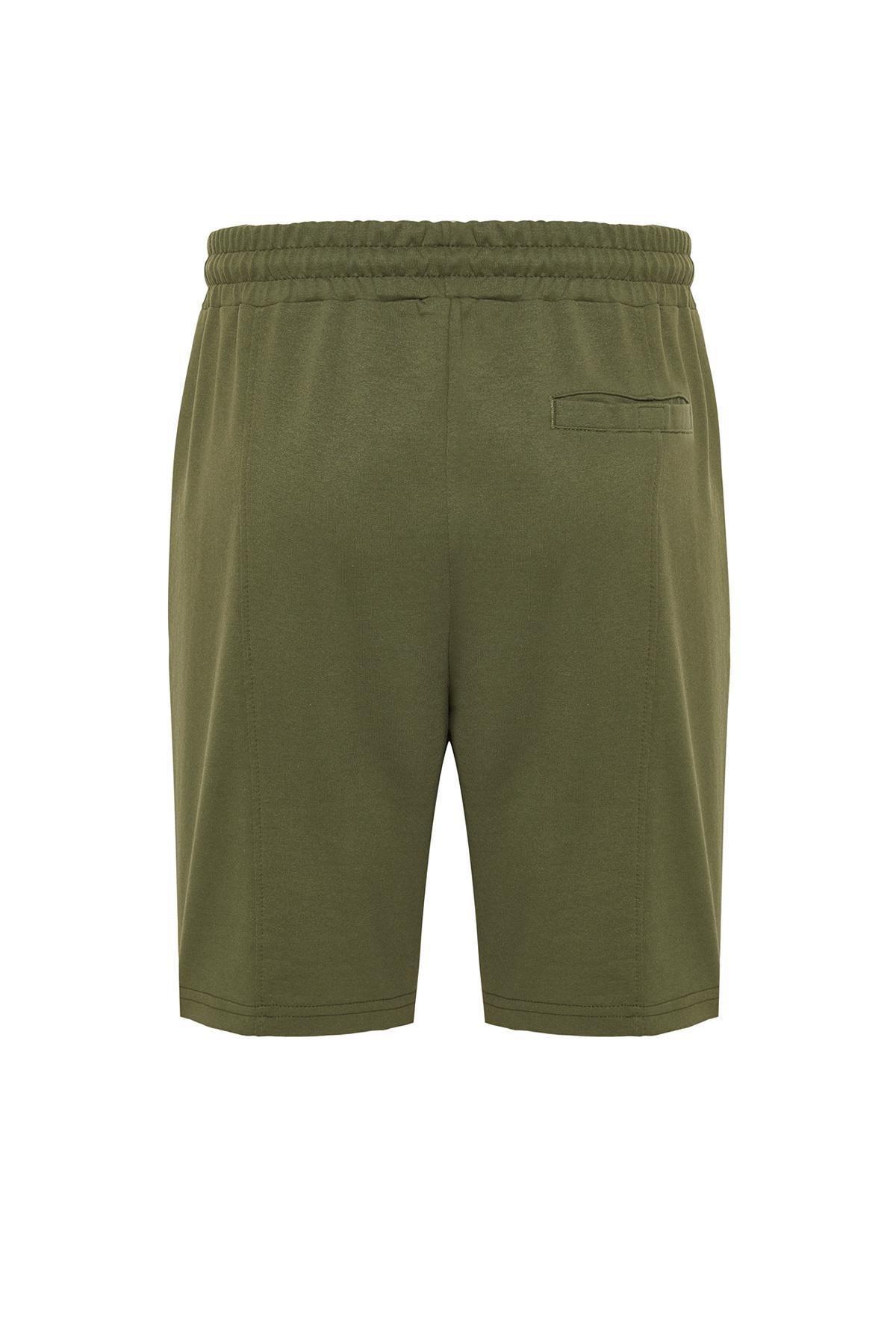 Khaki Mid Waist Shorts, , large image number 6