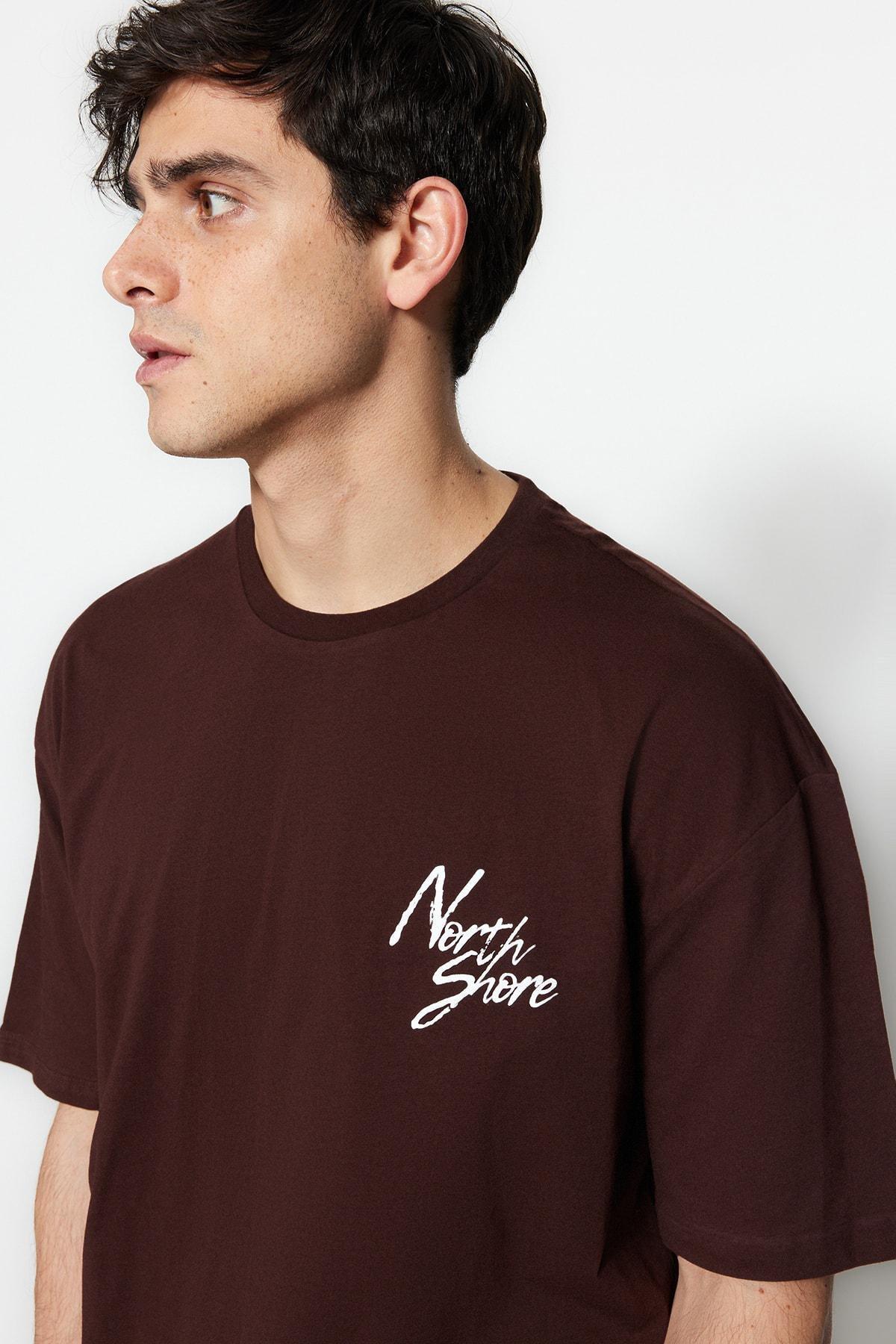 Brown Crew Neck Printed T-Shirt, , large image number 2