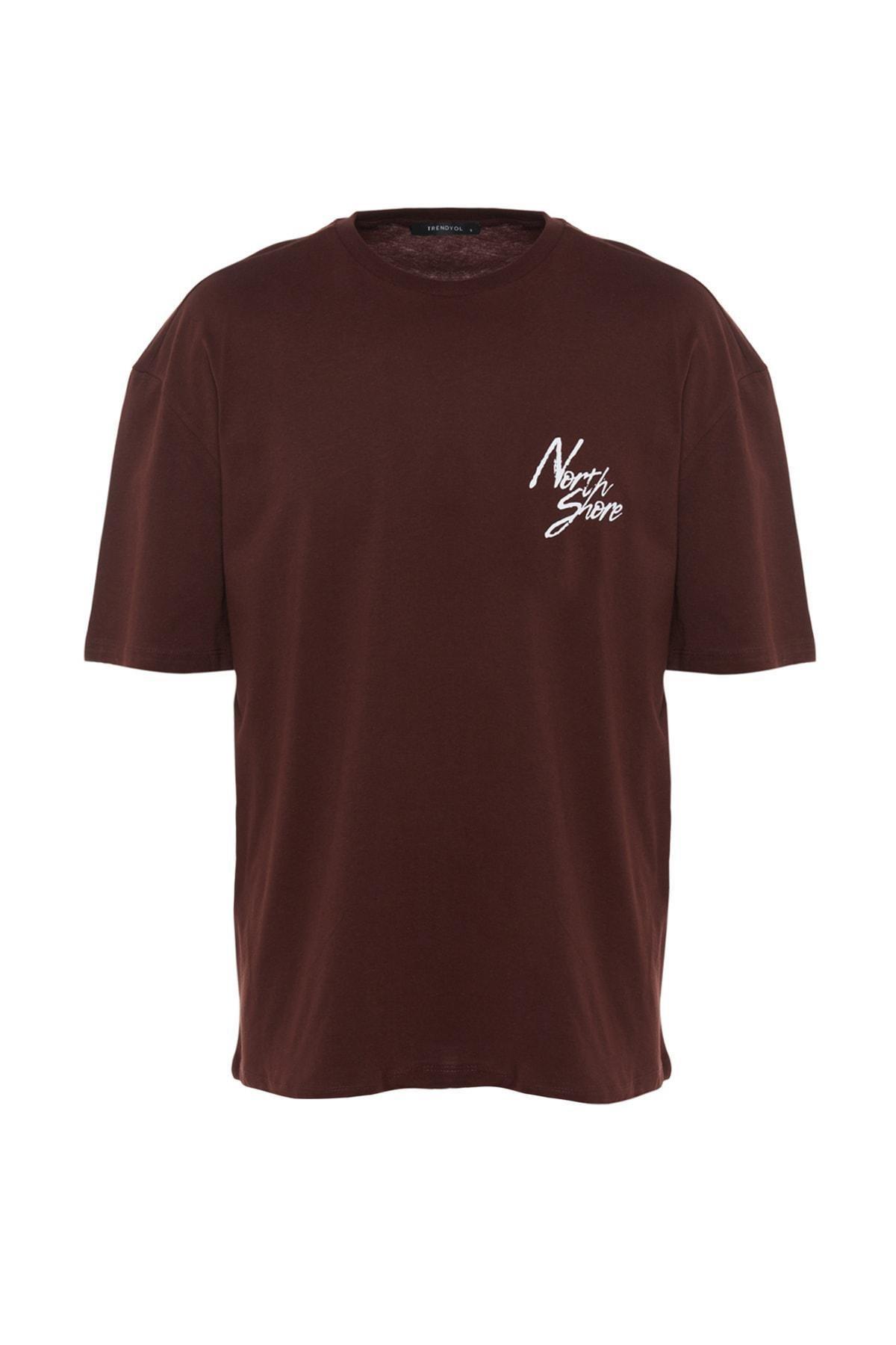 Brown Crew Neck Printed T-Shirt, , large image number 5