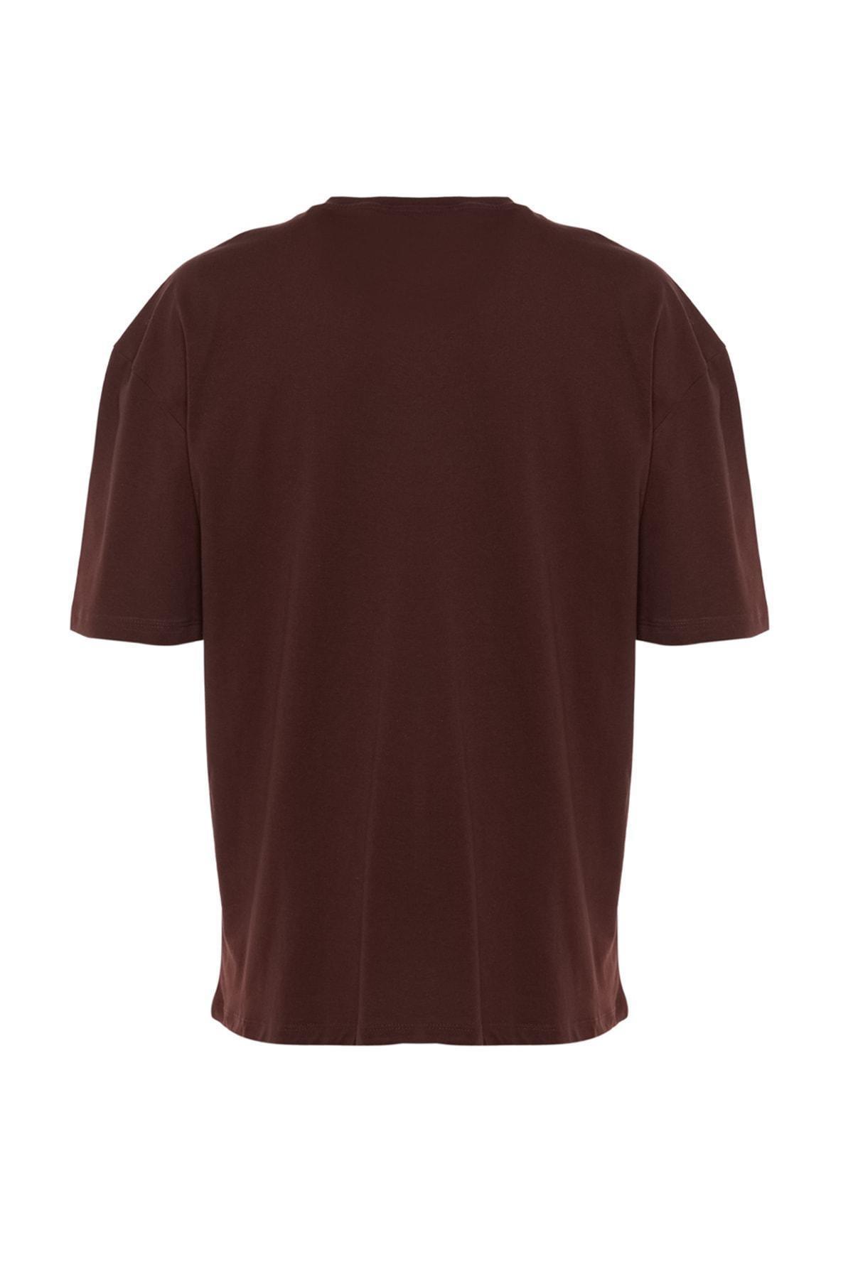 Brown Crew Neck Printed T-Shirt, , large image number 7