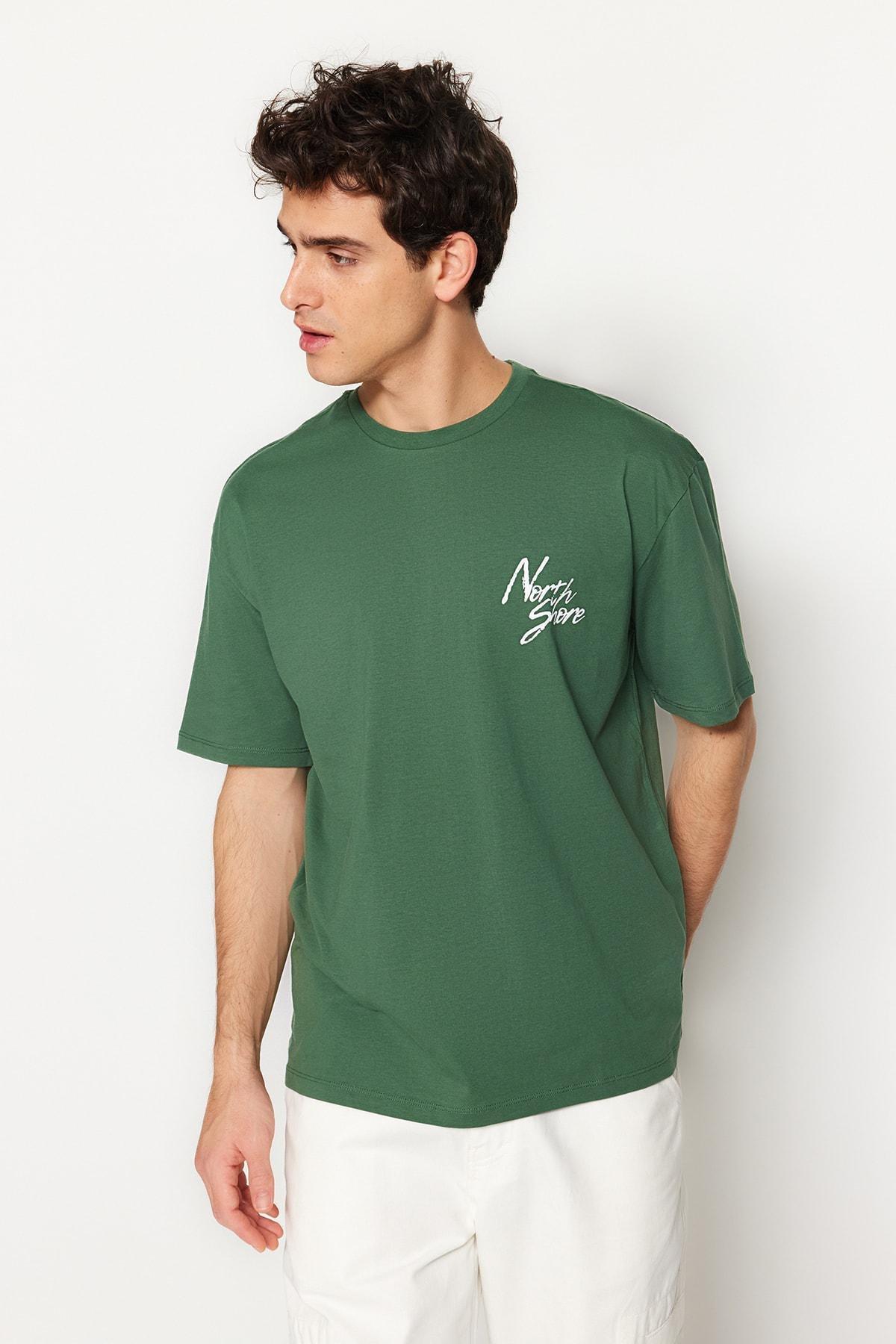 Green Relaxed Printed Crew Neck Tshirt, , large image number 1