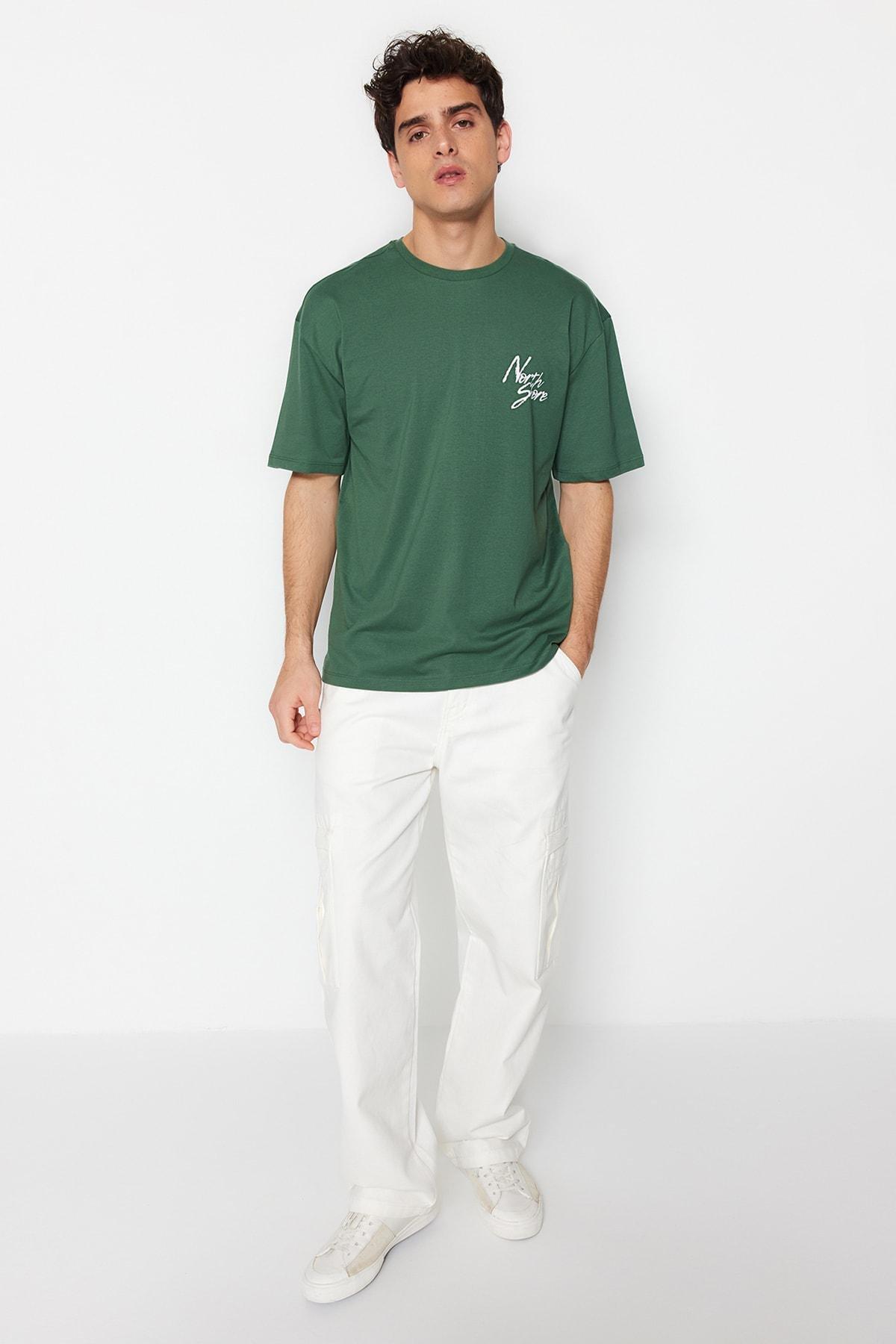 Green Relaxed Printed Crew Neck Tshirt, , large image number 4