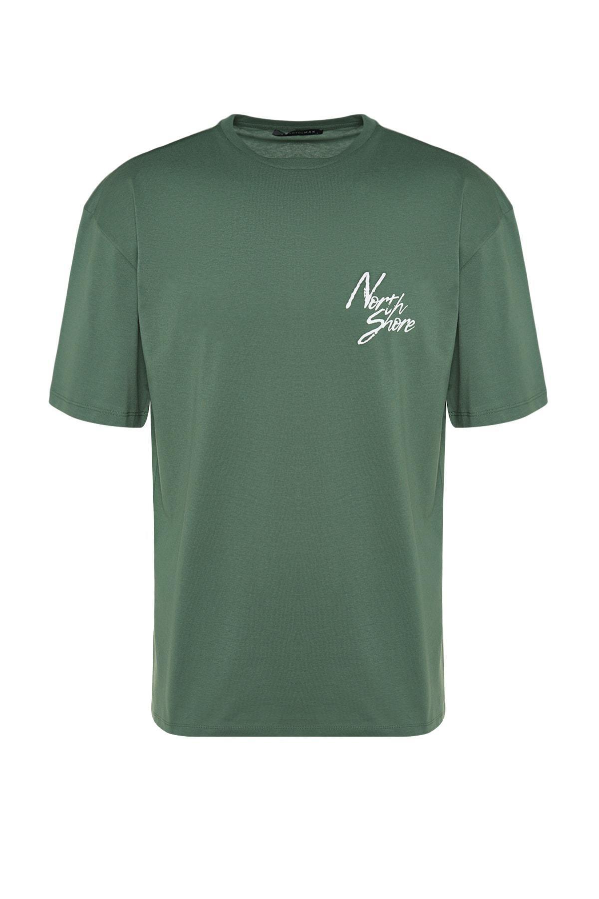 Green Relaxed Printed Crew Neck Tshirt, , large image number 6