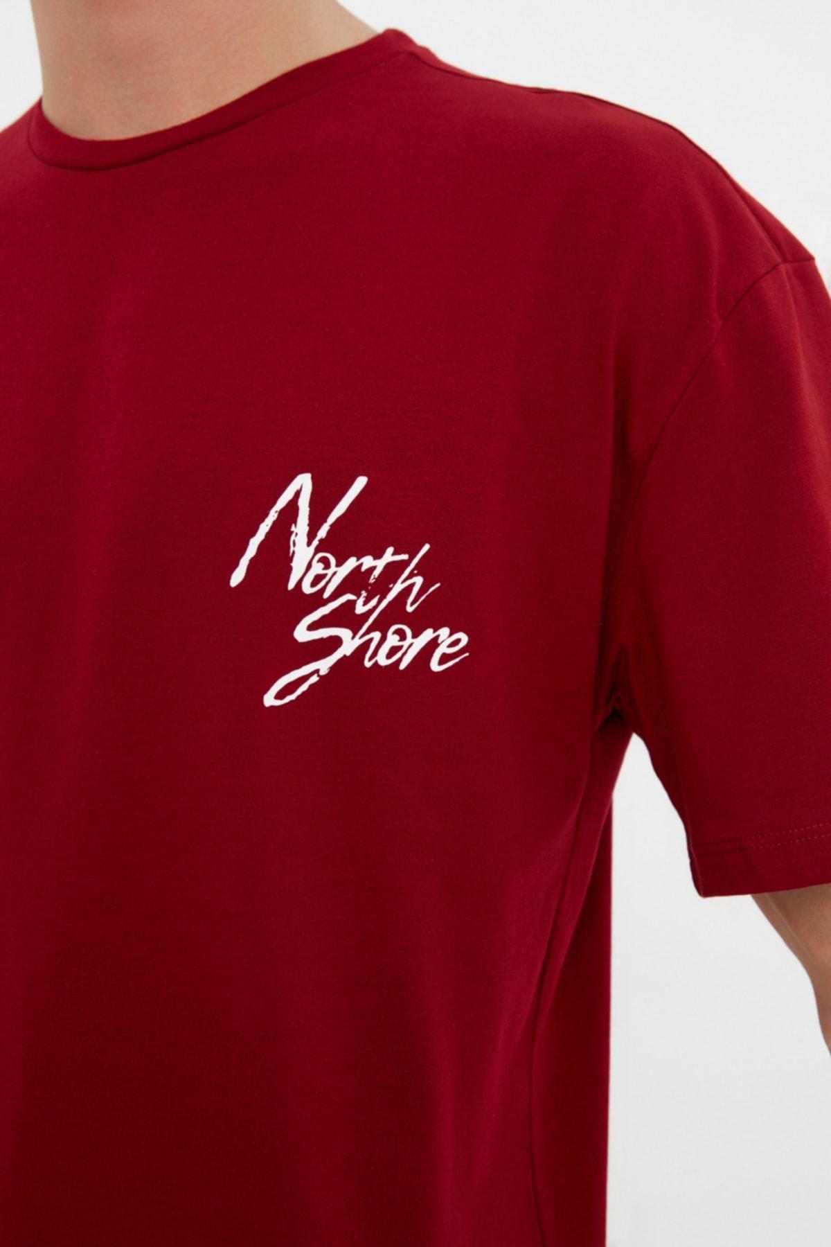 Red Relaxed Tshirt, Burgundy, large image number 3