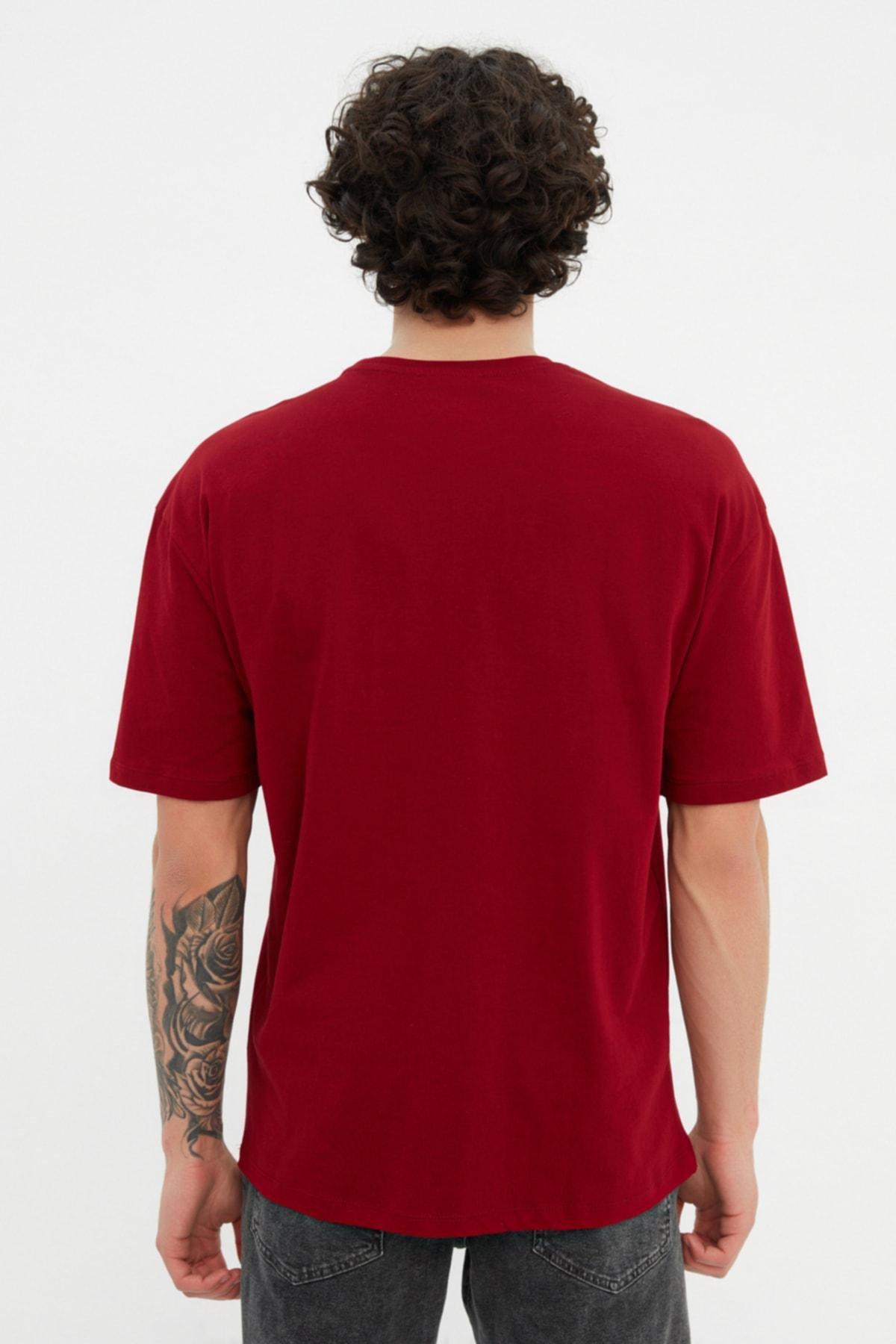 Red Relaxed Tshirt, Burgundy, large image number 4