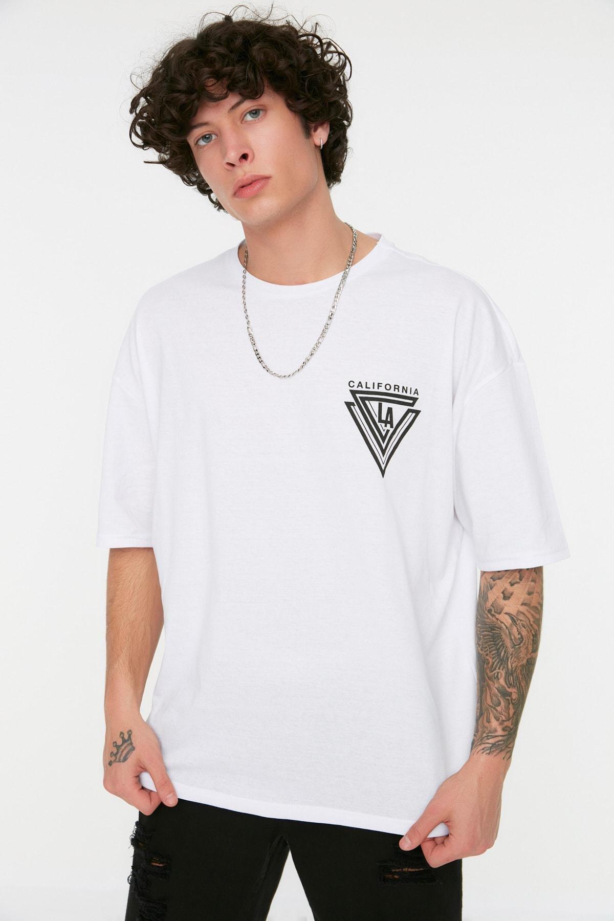 White Printed Oversize T-Shirt, , large image number 0