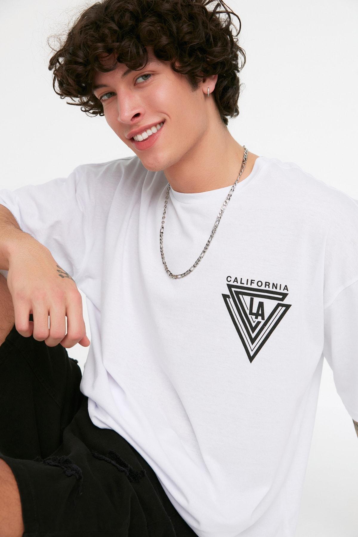 White Printed Oversize T-Shirt, , large image number 1