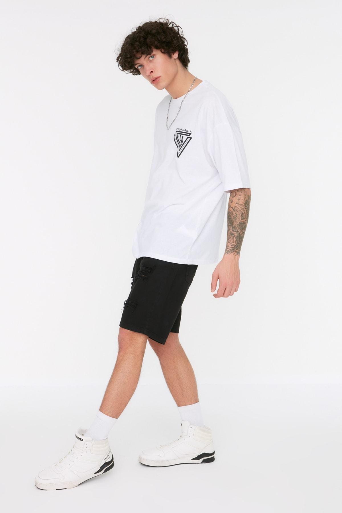 White Printed Oversize T-Shirt, , large image number 3