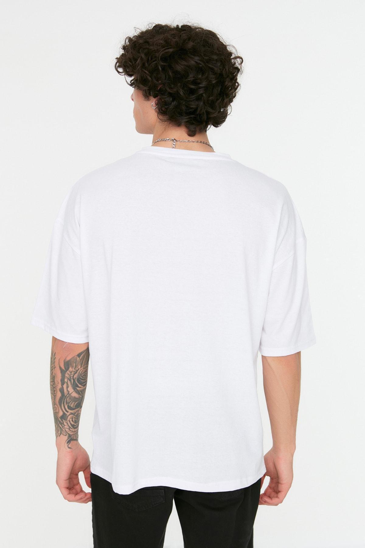 White Printed Oversize T-Shirt, , large image number 4