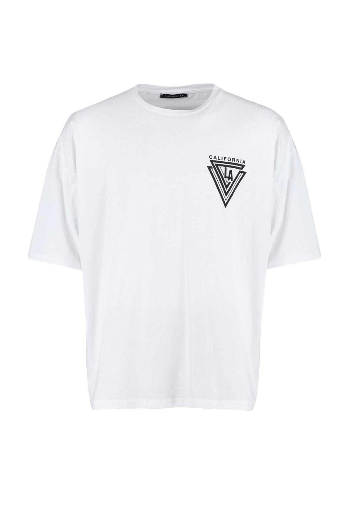White Printed Oversize T-Shirt, , large image number 5