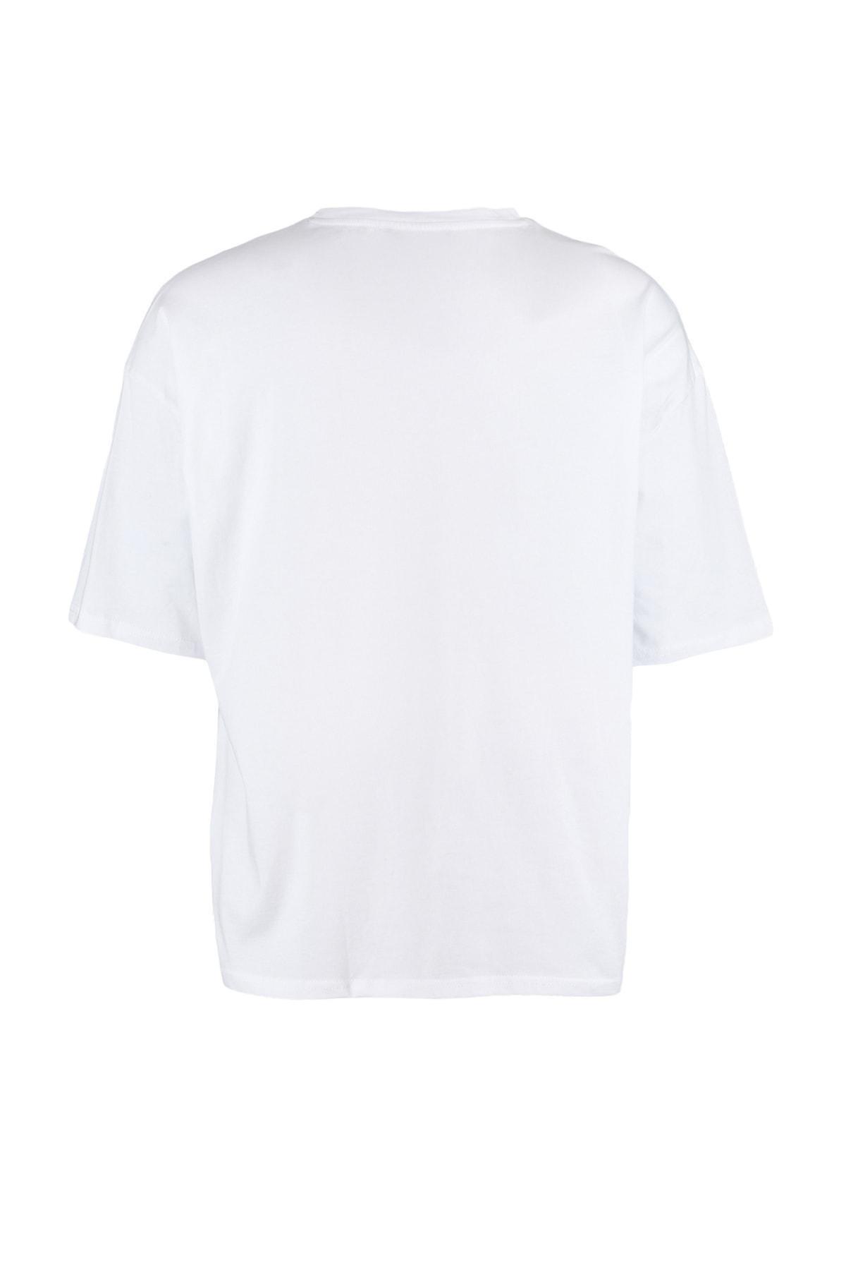 White Printed Oversize T-Shirt, , large image number 7