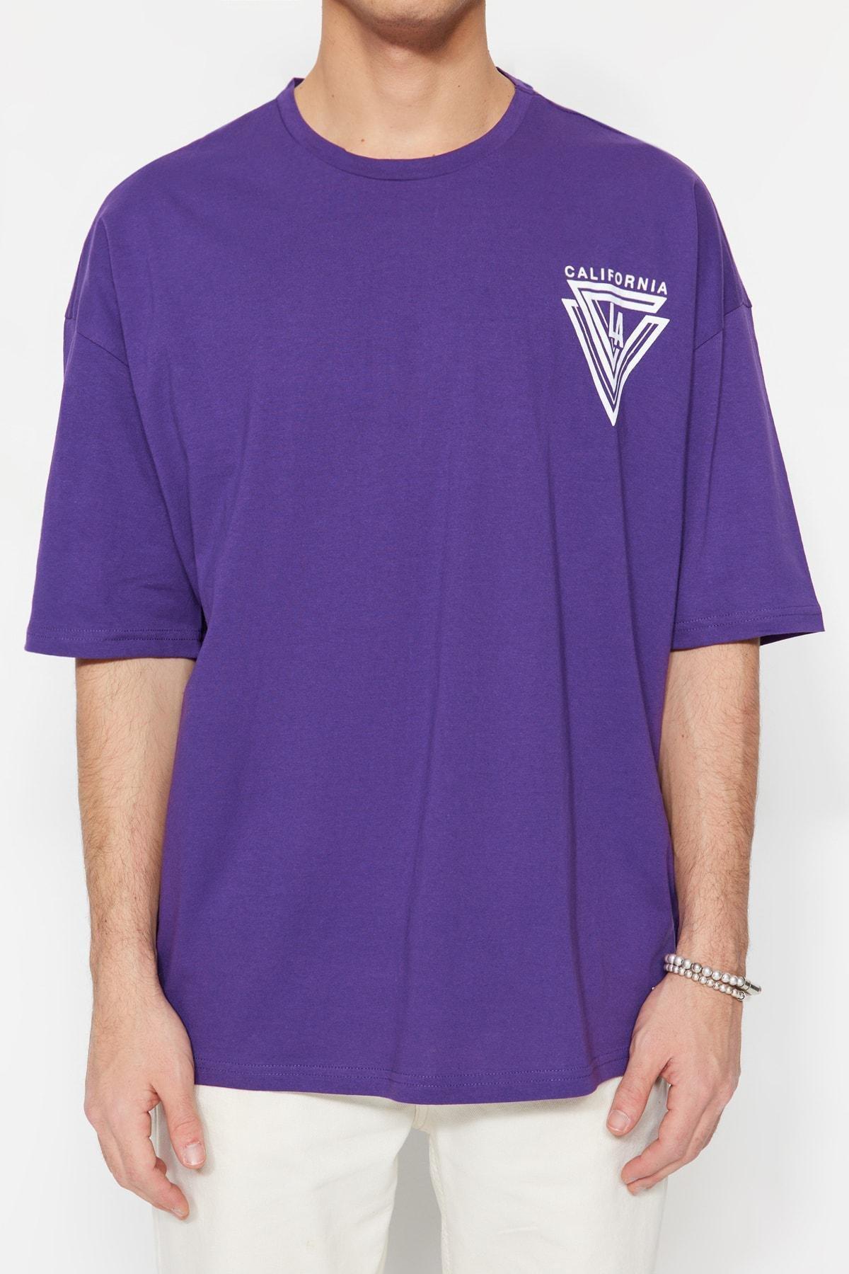 Purple Printed Oversize T-Shirt, , large image number 0