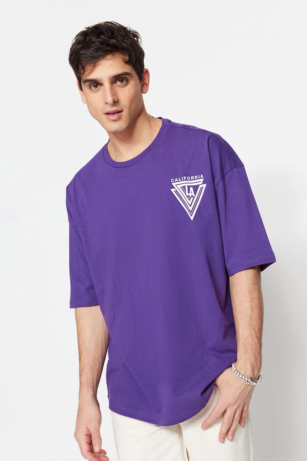 Purple Printed Oversize T-Shirt, , large image number 1