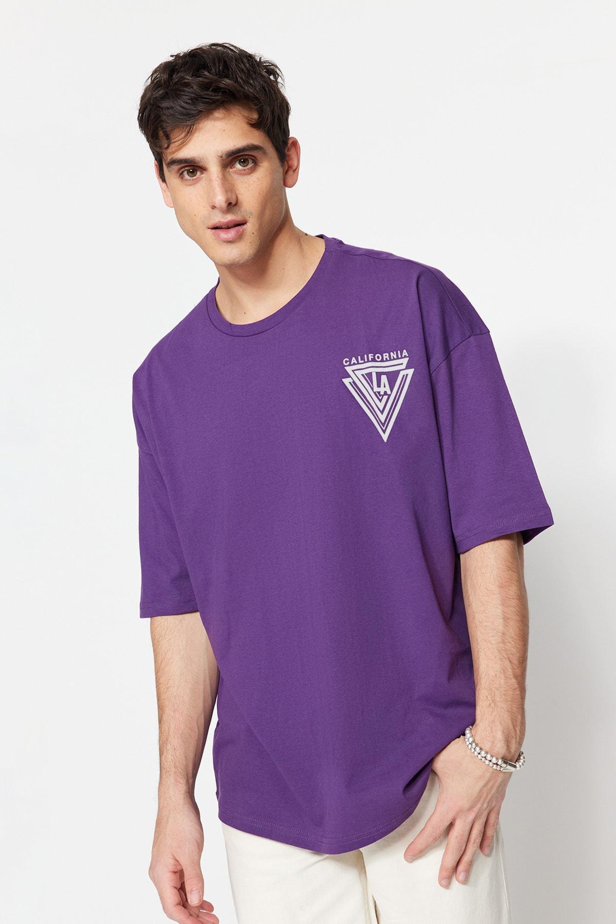 Purple Printed Oversize T-Shirt, , large image number 3