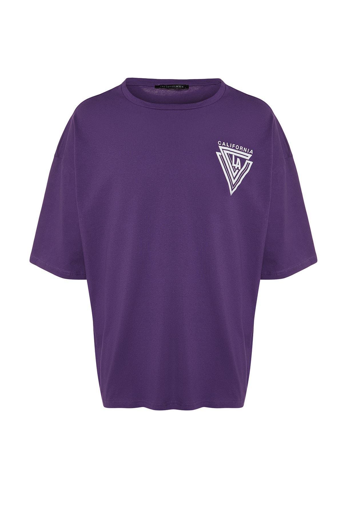 تيشيرت بقصة فضفاضة مزين بطبعة، بنفسجي, Purple, large image number 11