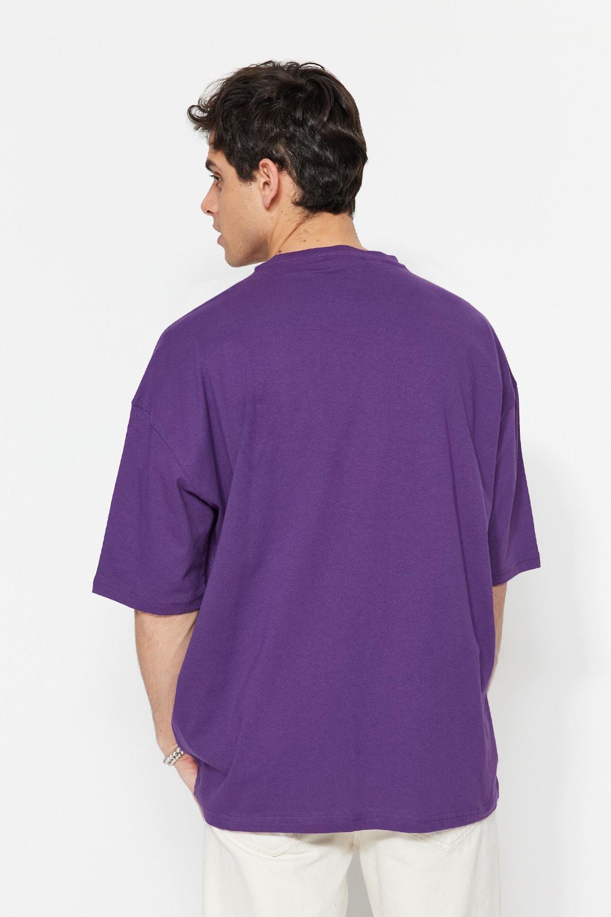 تيشيرت بقصة فضفاضة مزين بطبعة، بنفسجي, Purple, large image number 12