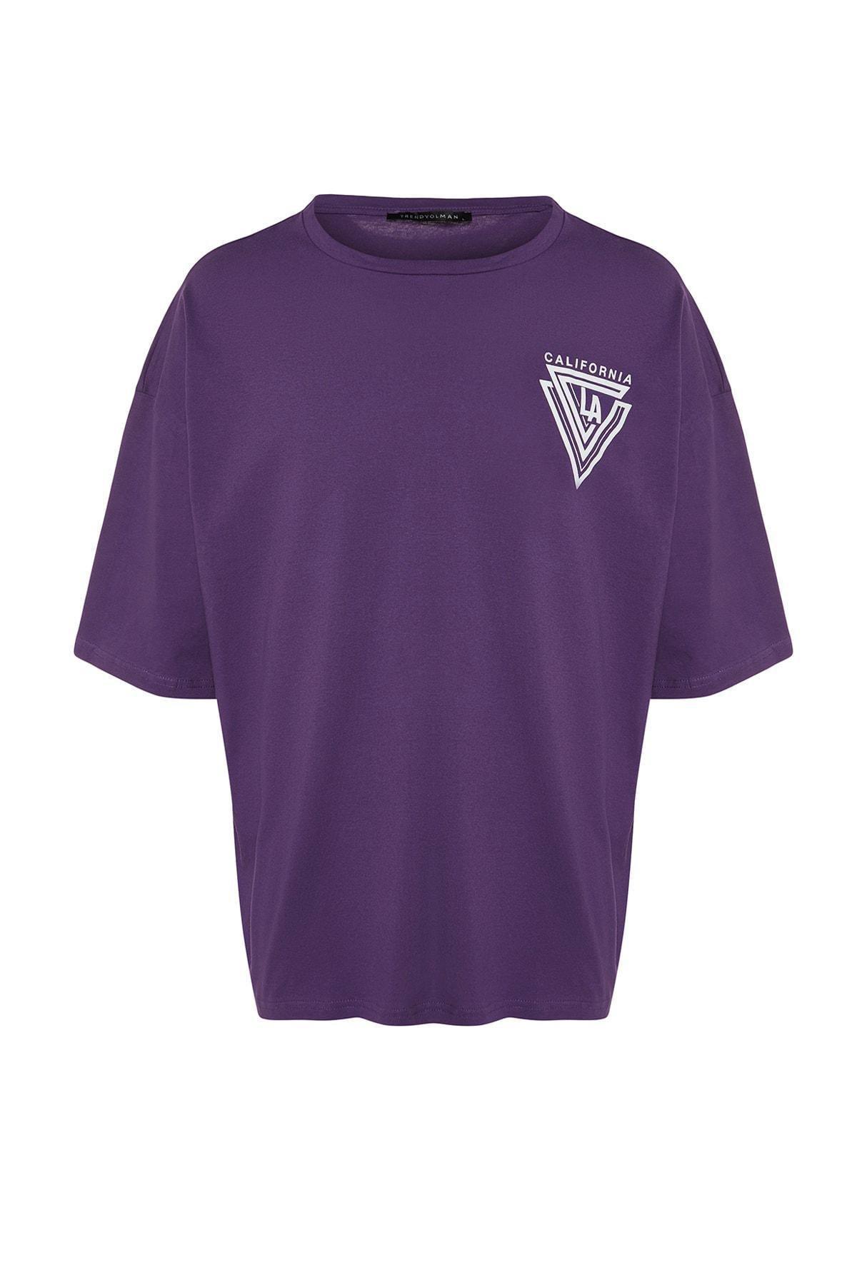 تيشيرت بقصة فضفاضة مزين بطبعة، بنفسجي, Purple, large image number 13