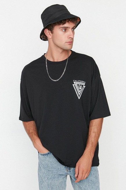 Trendyol - Black Oversize Crew Neck Tshirt