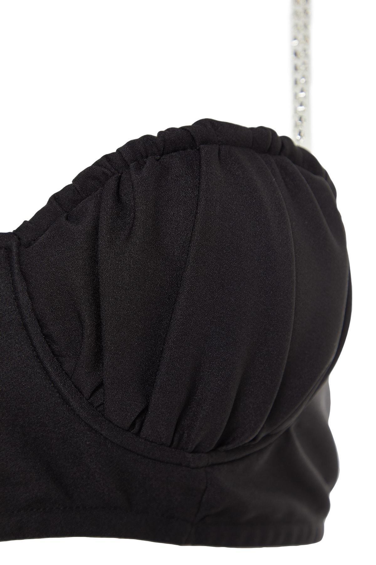 Black Sweetheart Neckline Crop Top, , large image number 6