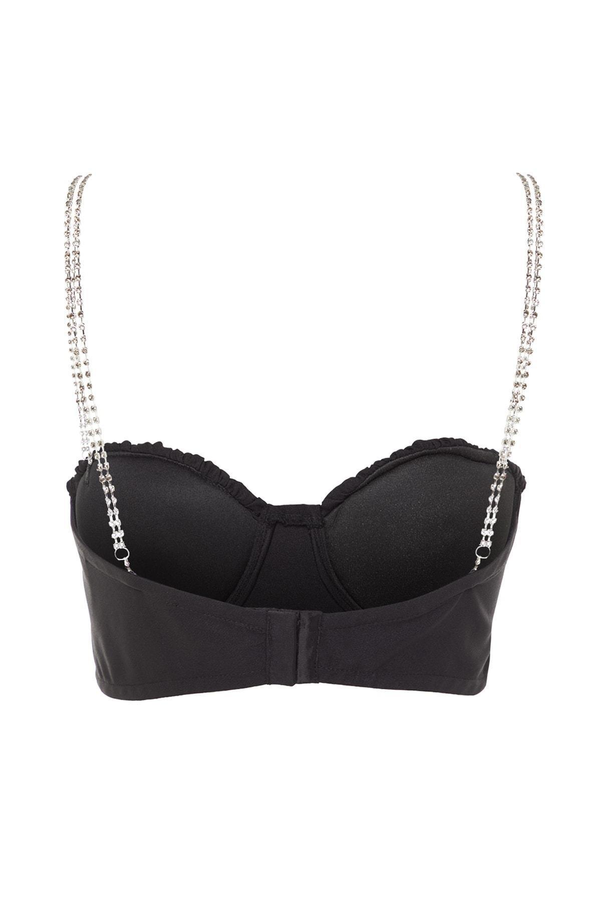 Black Sweetheart Neckline Crop Top, , large image number 7