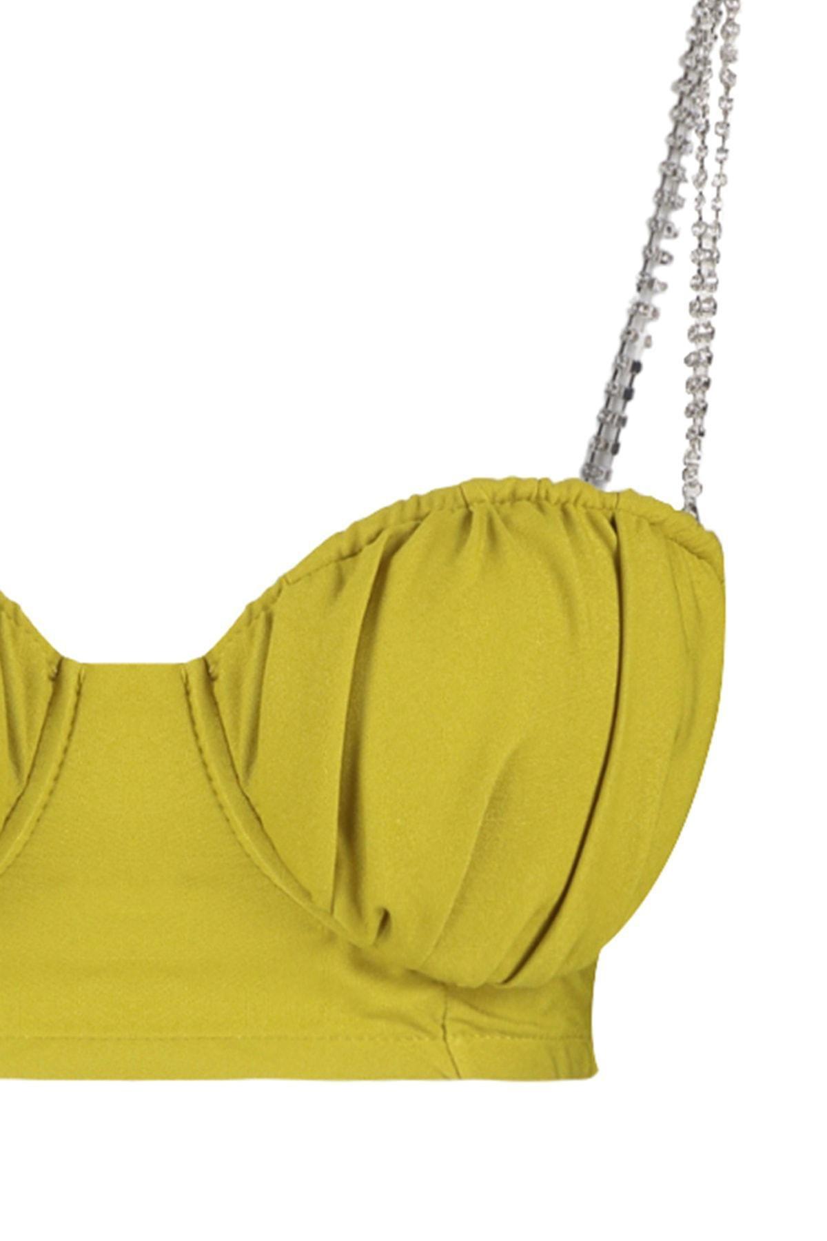 Green Shiny Stone Crop Top, , large image number 6
