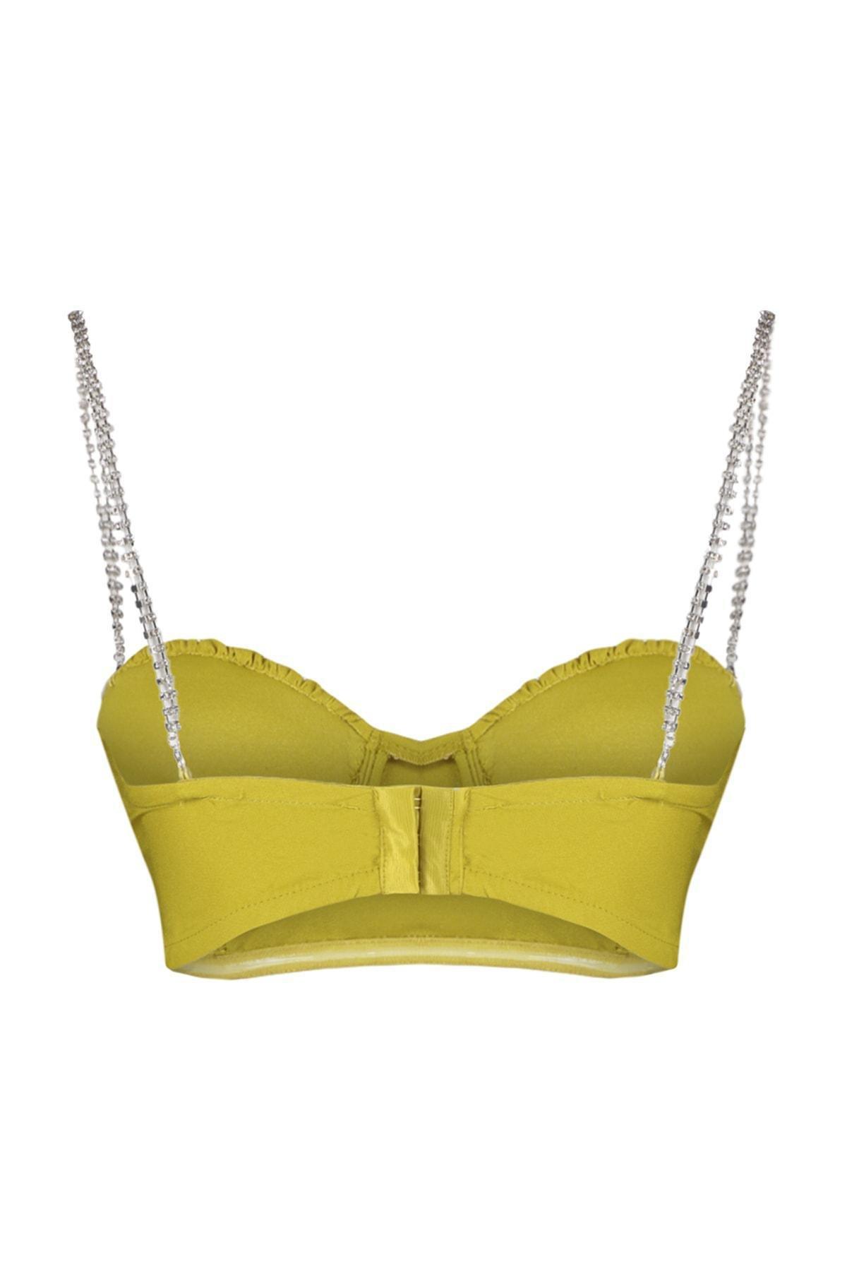 Green Shiny Stone Crop Top, , large image number 7