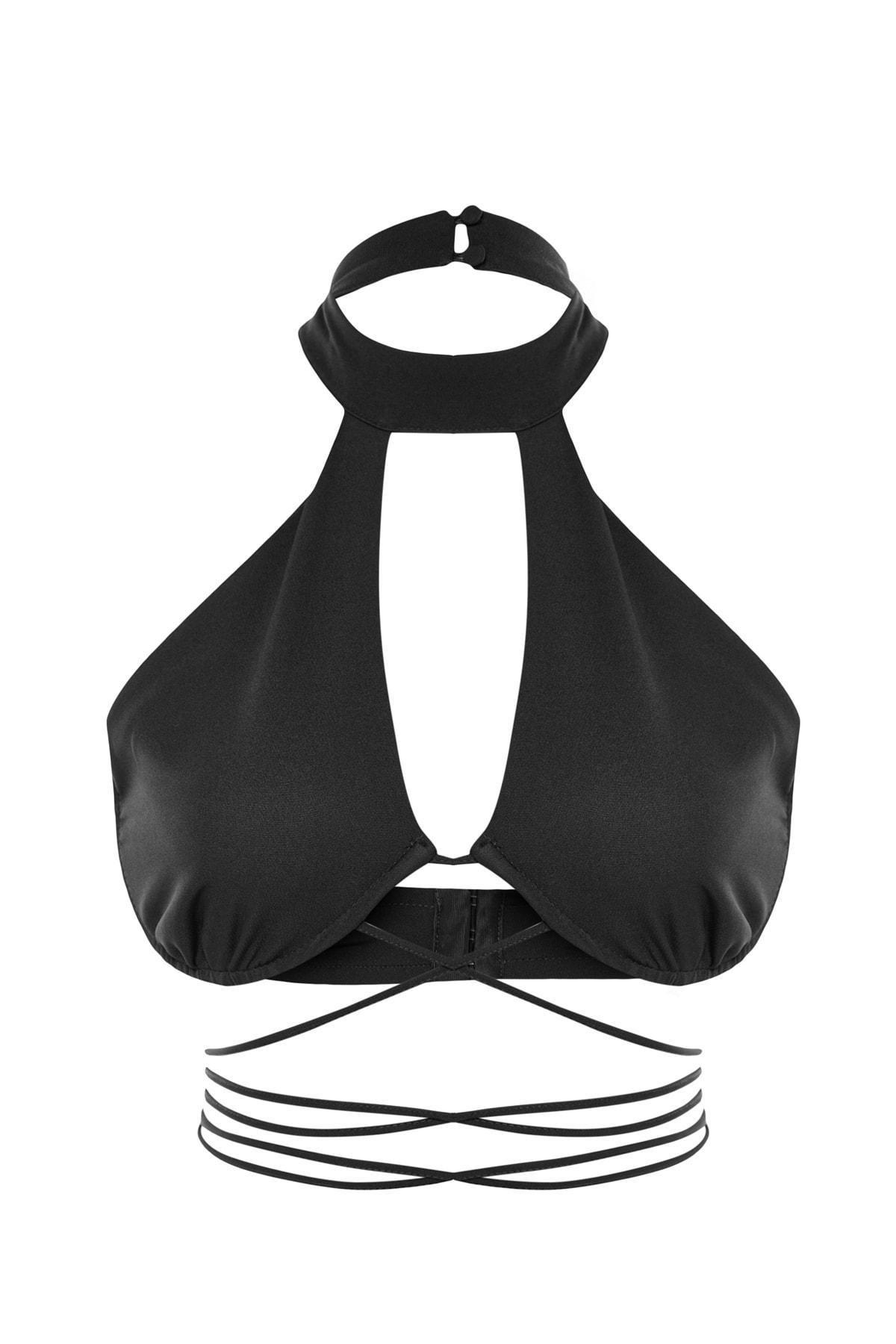 Black Halter Neck Cropped Top, , large image number 6