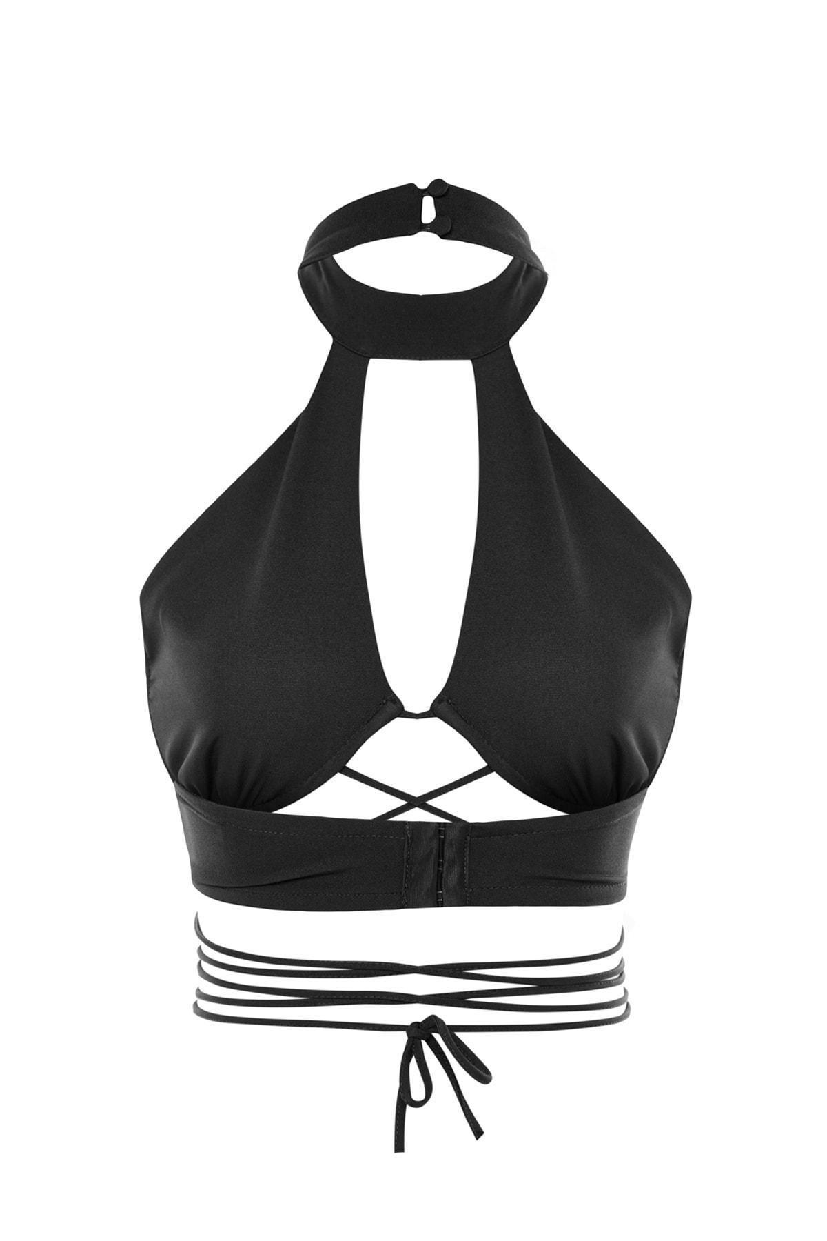 Black Halter Neck Cropped Top, , large image number 8