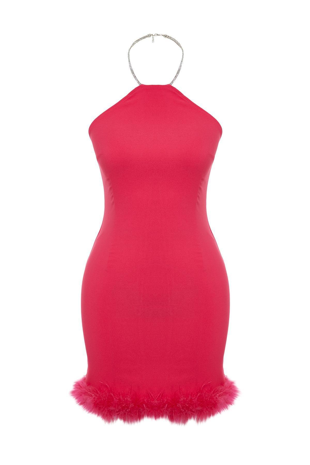 Pink Halter Neck Occasionwear Dress, , large image number 5