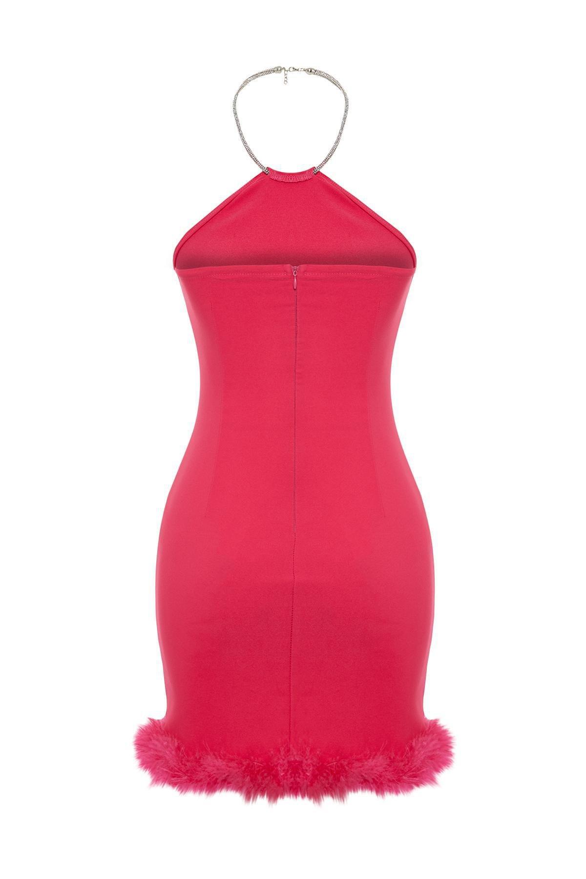 Pink Halter Neck Occasionwear Dress, , large image number 6