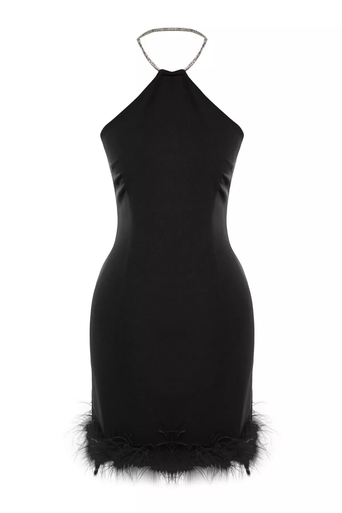 Black Bodycon Halter Neck Dress, Black, large image number 5