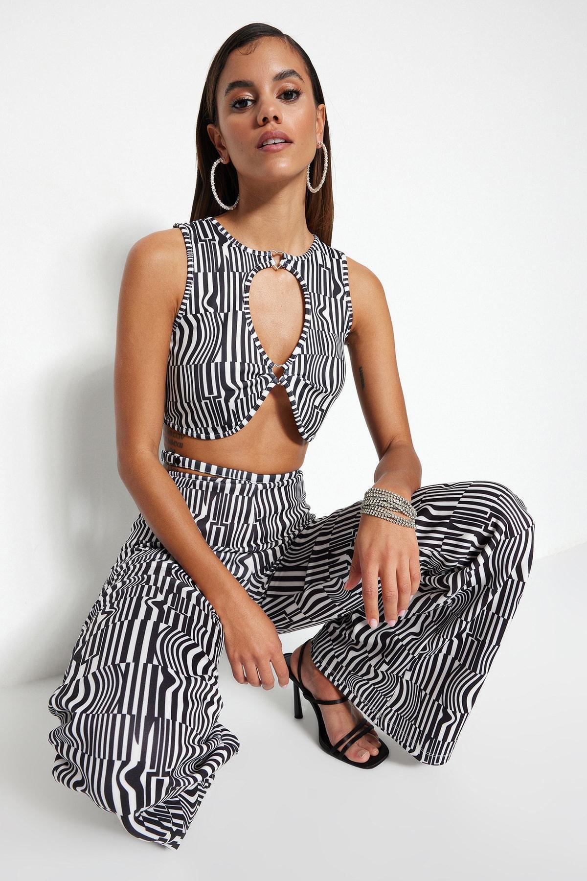 Multicolour Striped Crop Top, , large image number 0