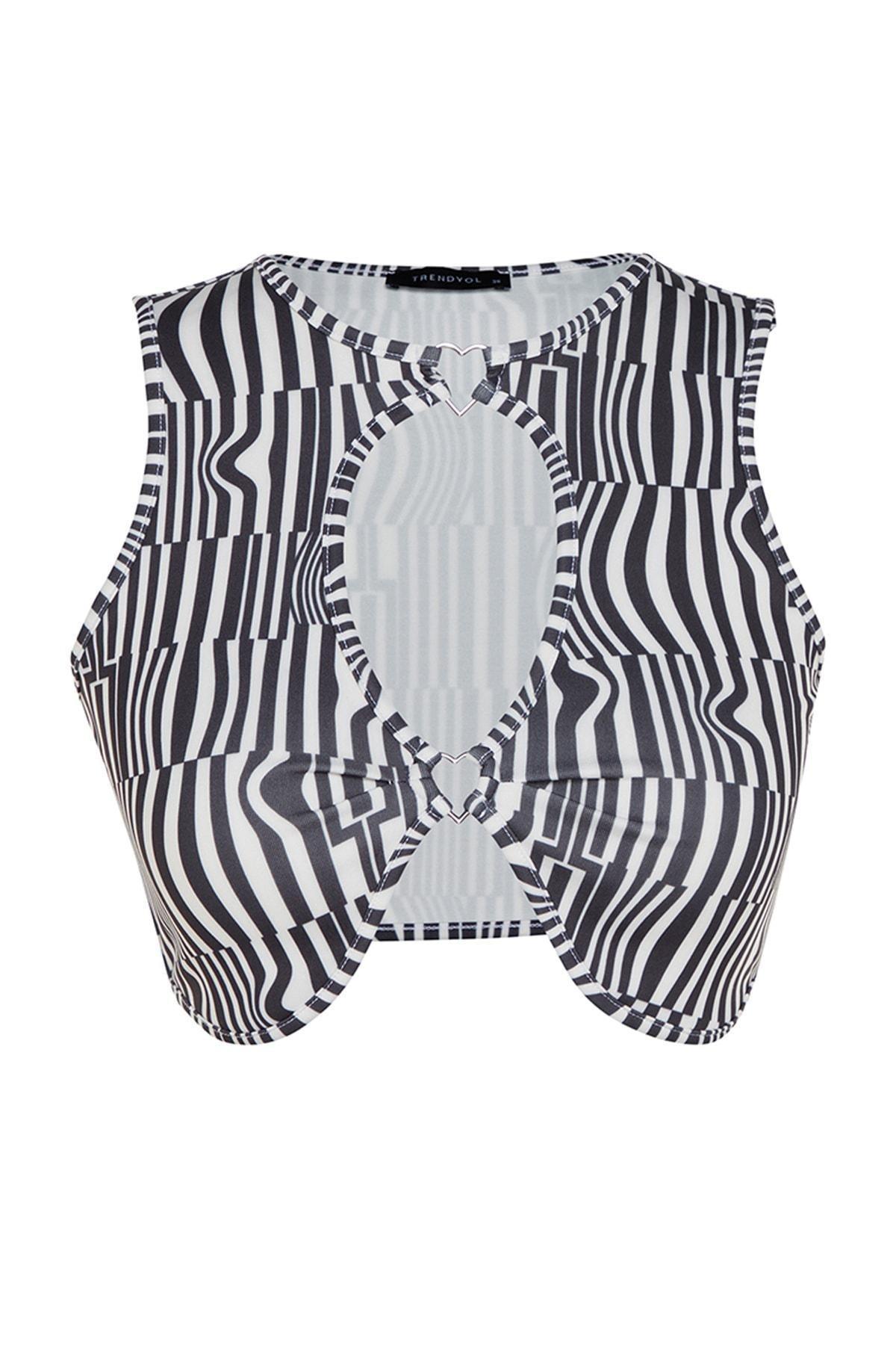 Multicolour Striped Crop Top, , large image number 5