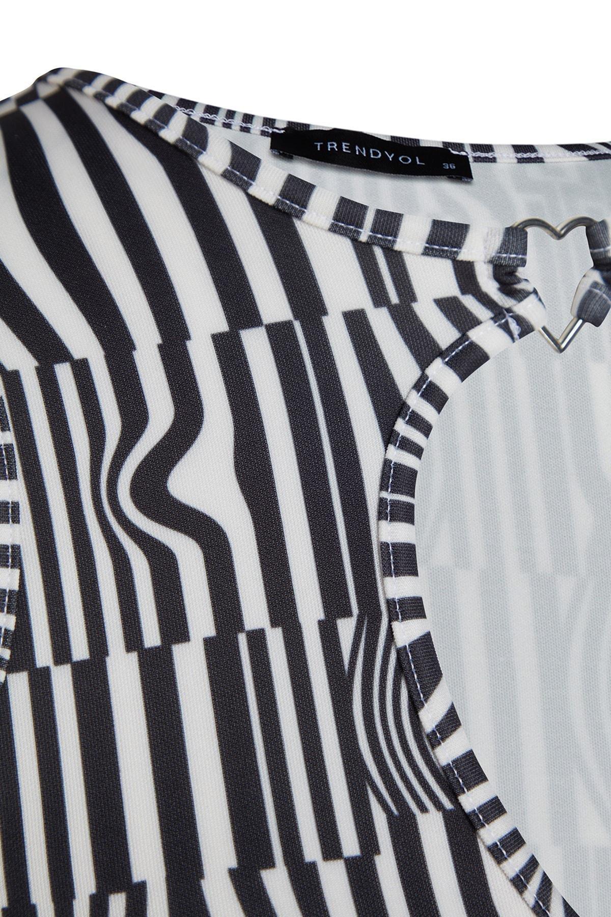 Multicolour Striped Crop Top, , large image number 6