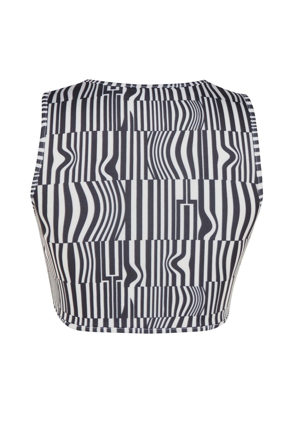 Multicolour Striped Crop Top, , large image number 7