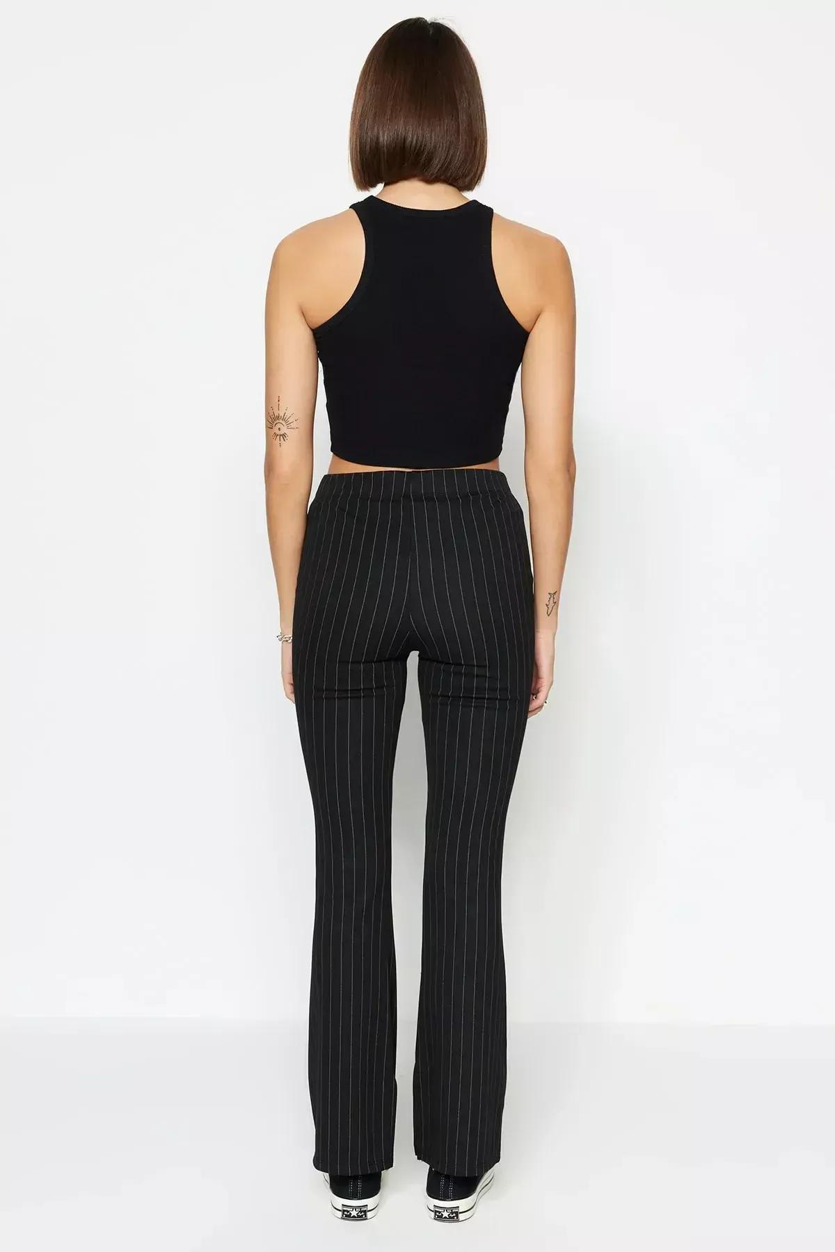 Black Stripped Trousers, Black, large image number 4