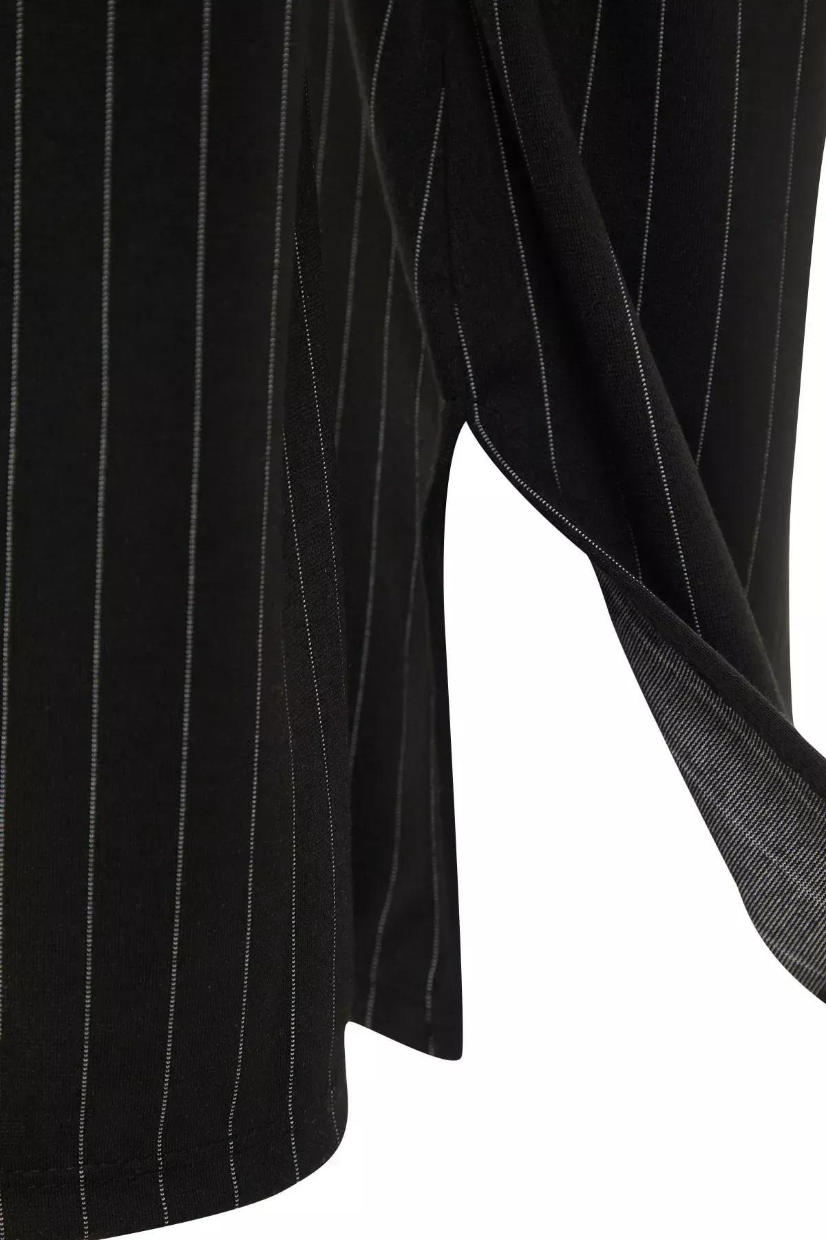 Black Stripped Trousers, Black, large image number 5