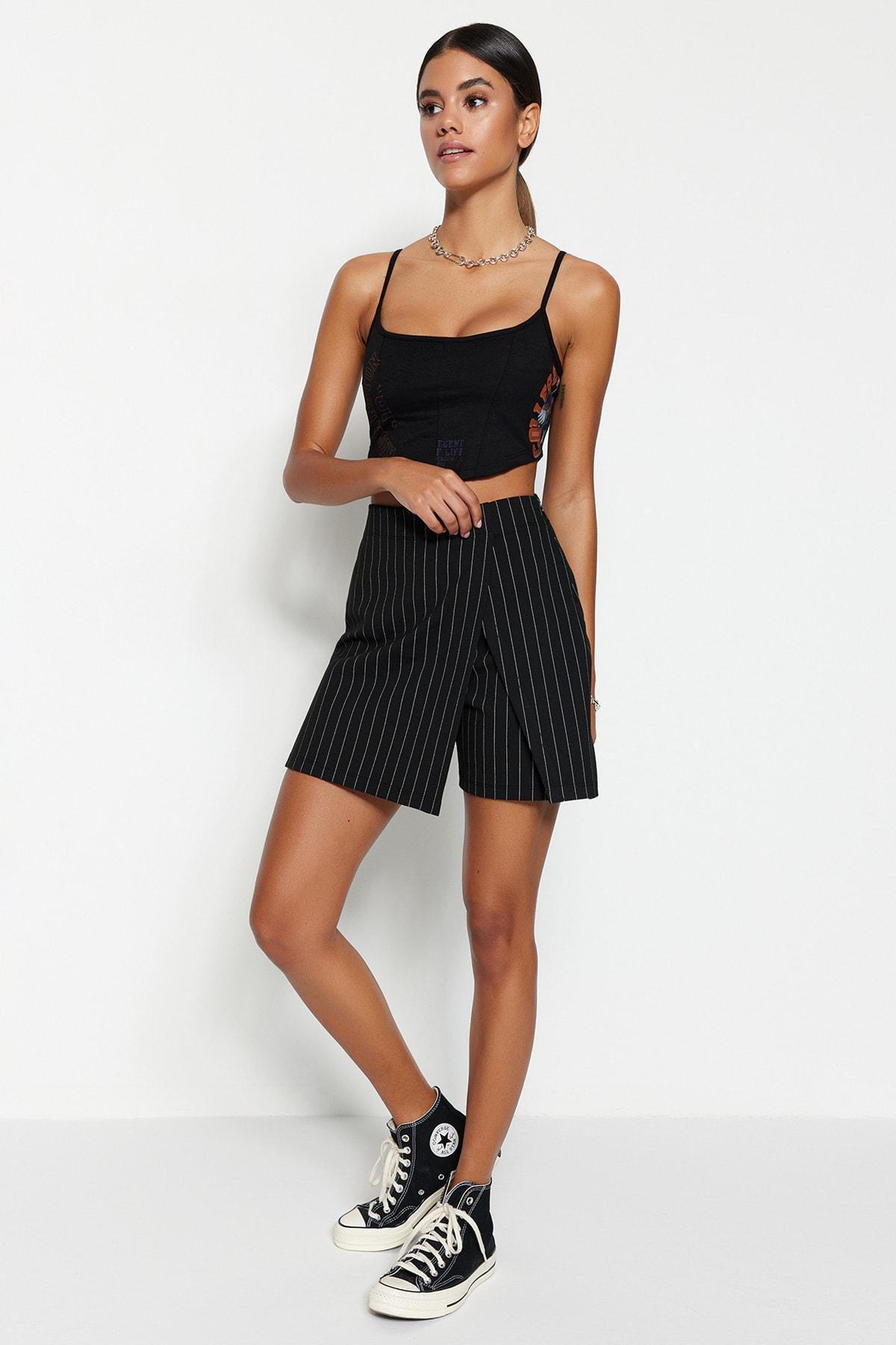 Black High Waist Shorts, , large image number 3