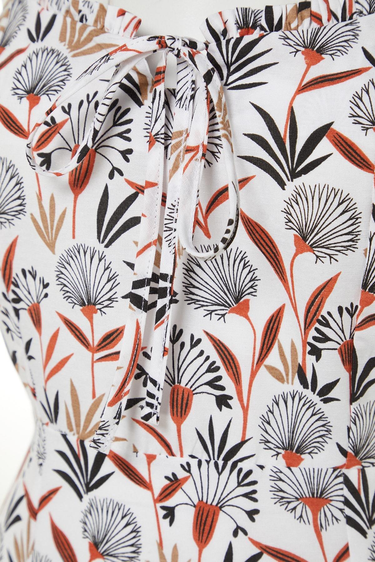 Ecru Ethnic Print Dress, , large image number 8