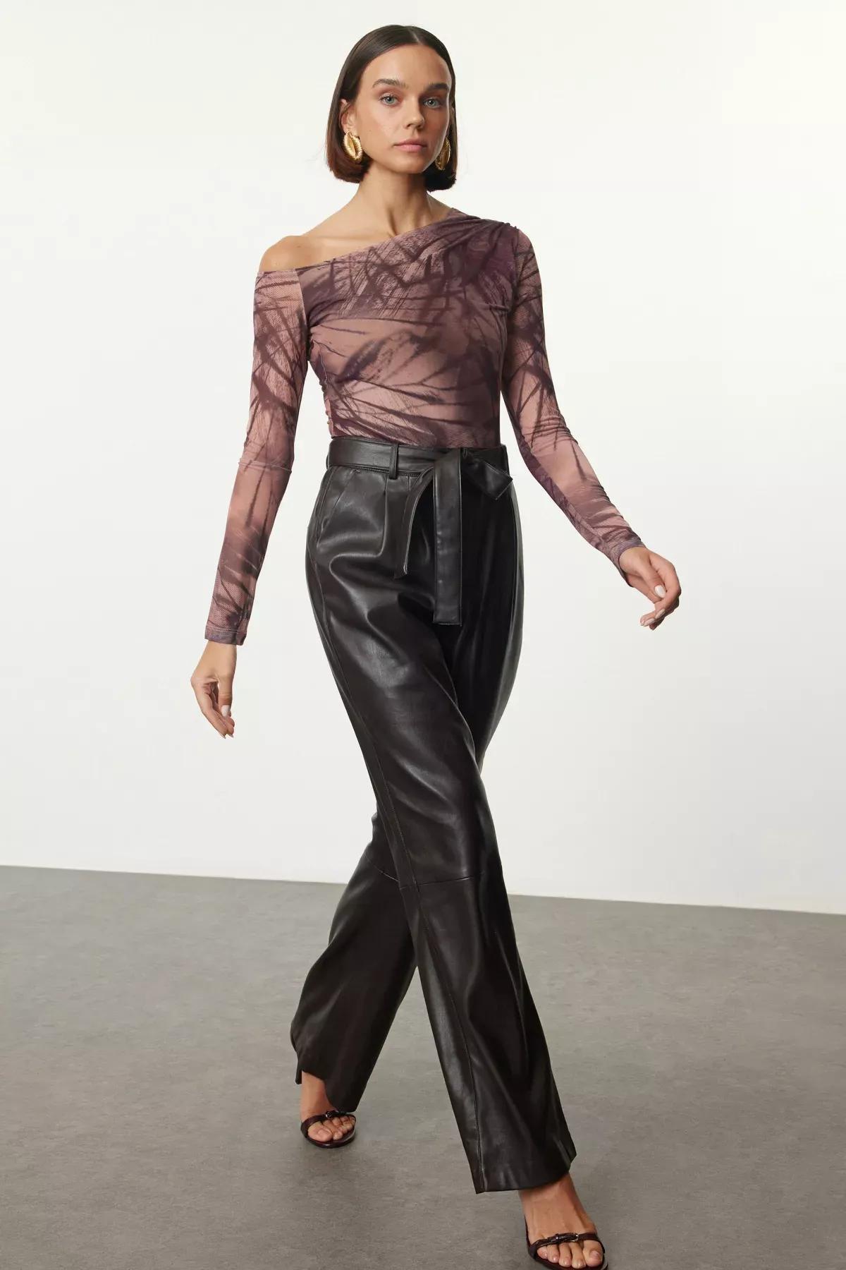 Brown Patterned Bodysuit, Light brown, large image number 0