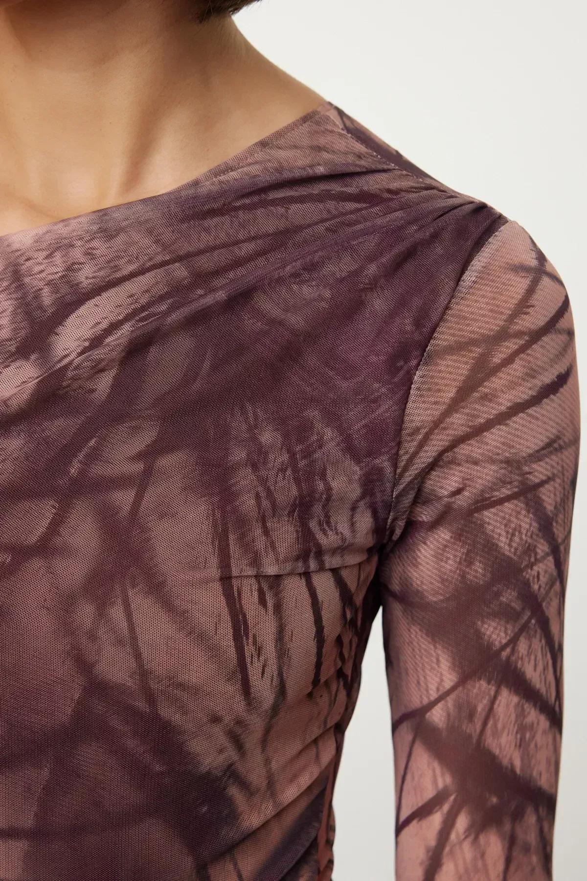 Brown Patterned Bodysuit, Light brown, large image number 3