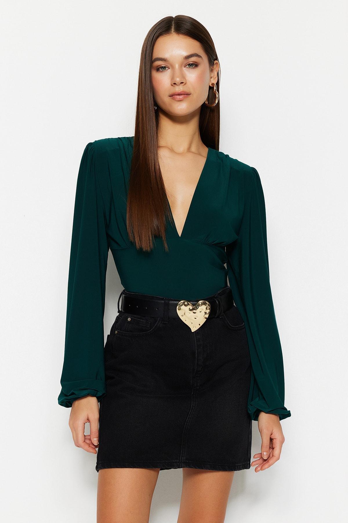 V-Neck Fitted Bodysuit, , large image number 3