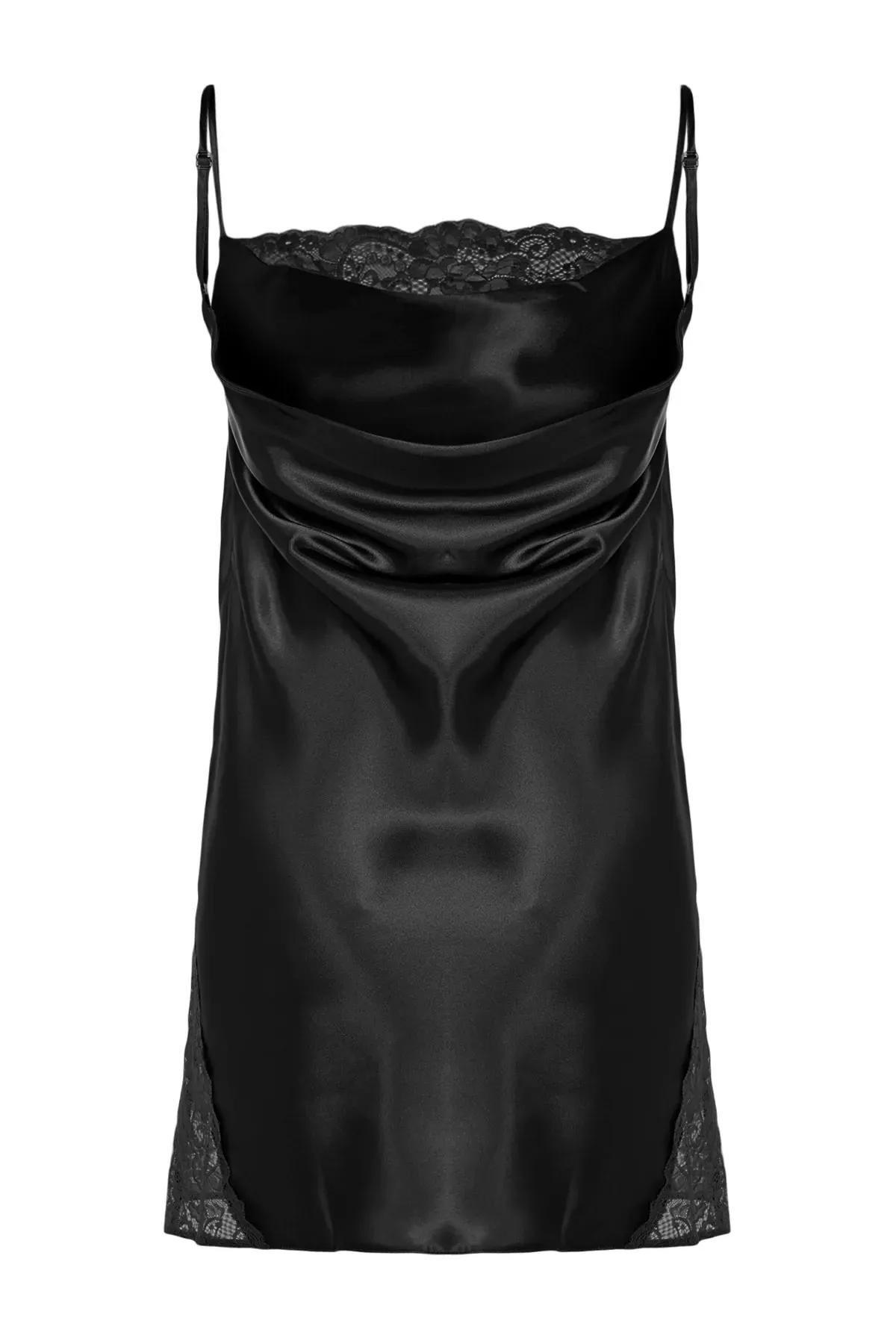 Black Cowl Neck Nightgown, , large image number 6